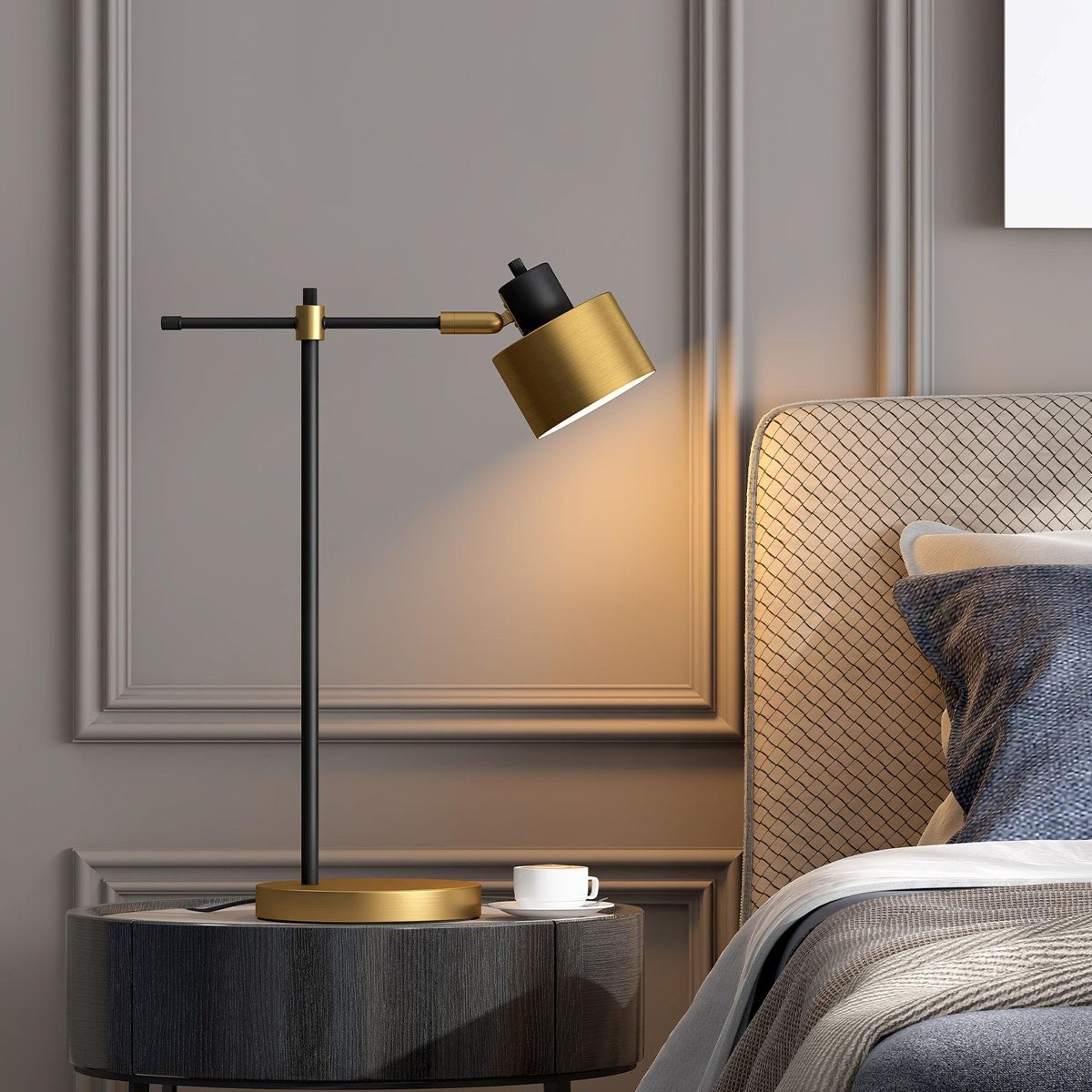 modern adjustable swing arm metal desk lamp with outlet