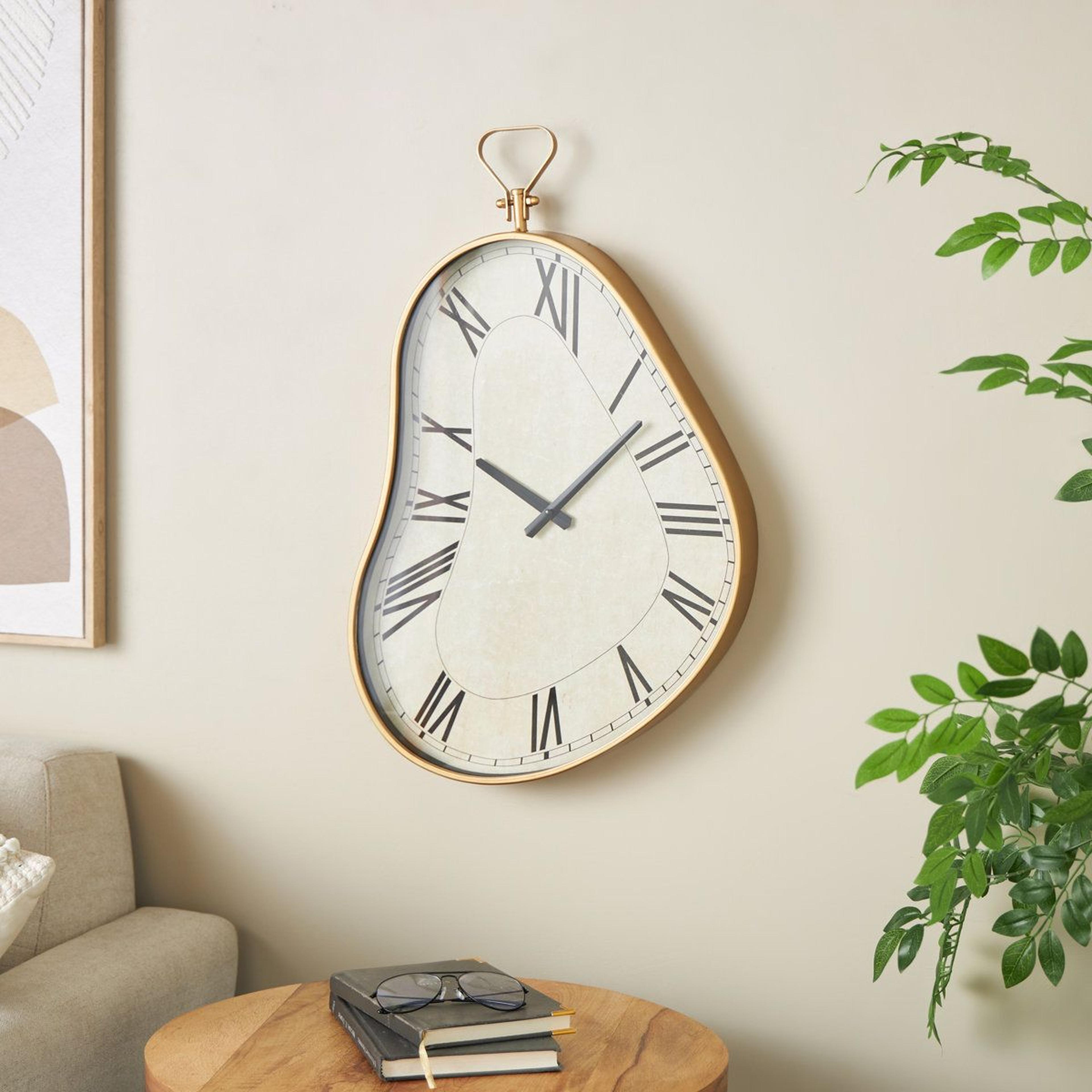 wavy gold roman numeral wall clock 25 inch silent wall clock