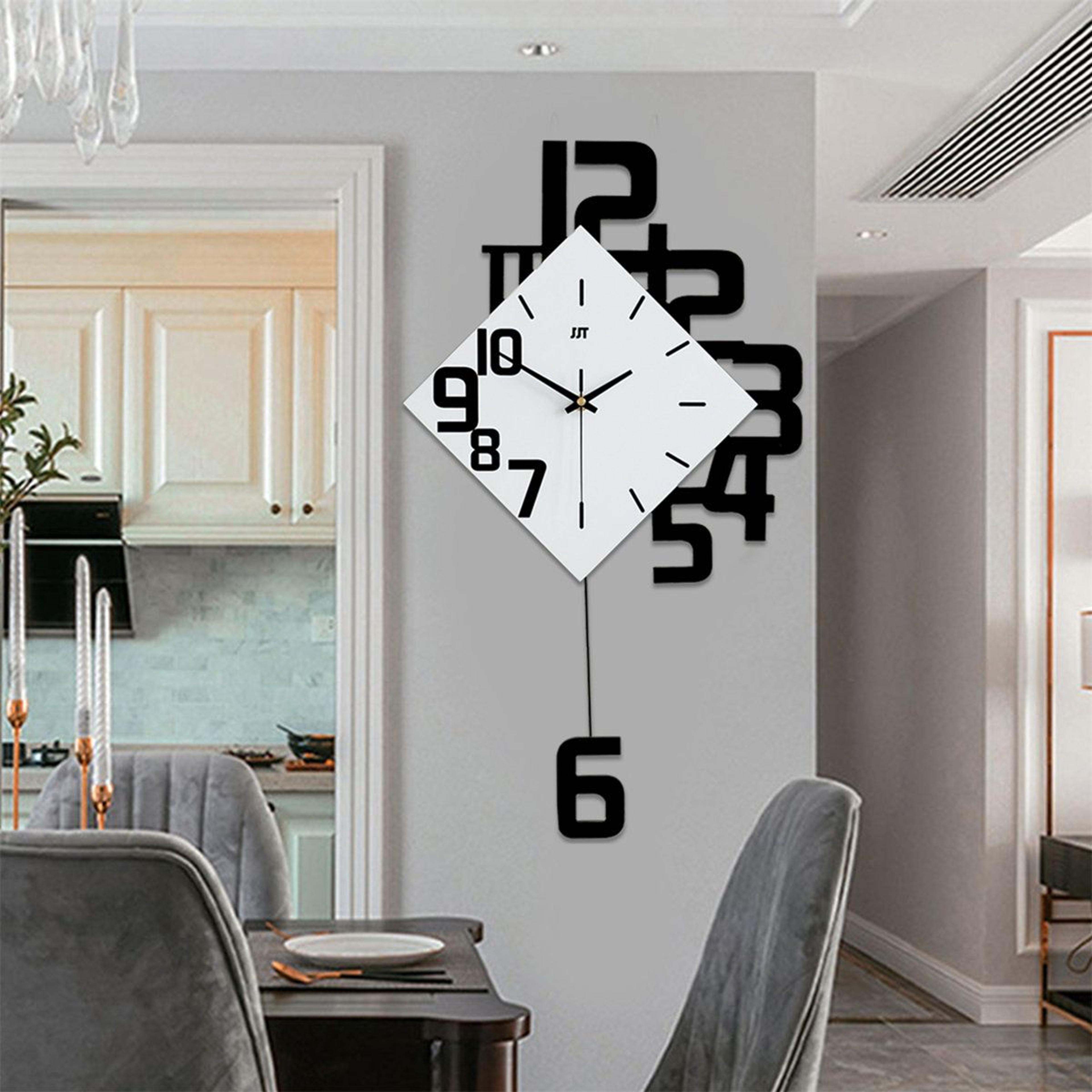 modern metal pendulum wall clock with silent quartz movement
