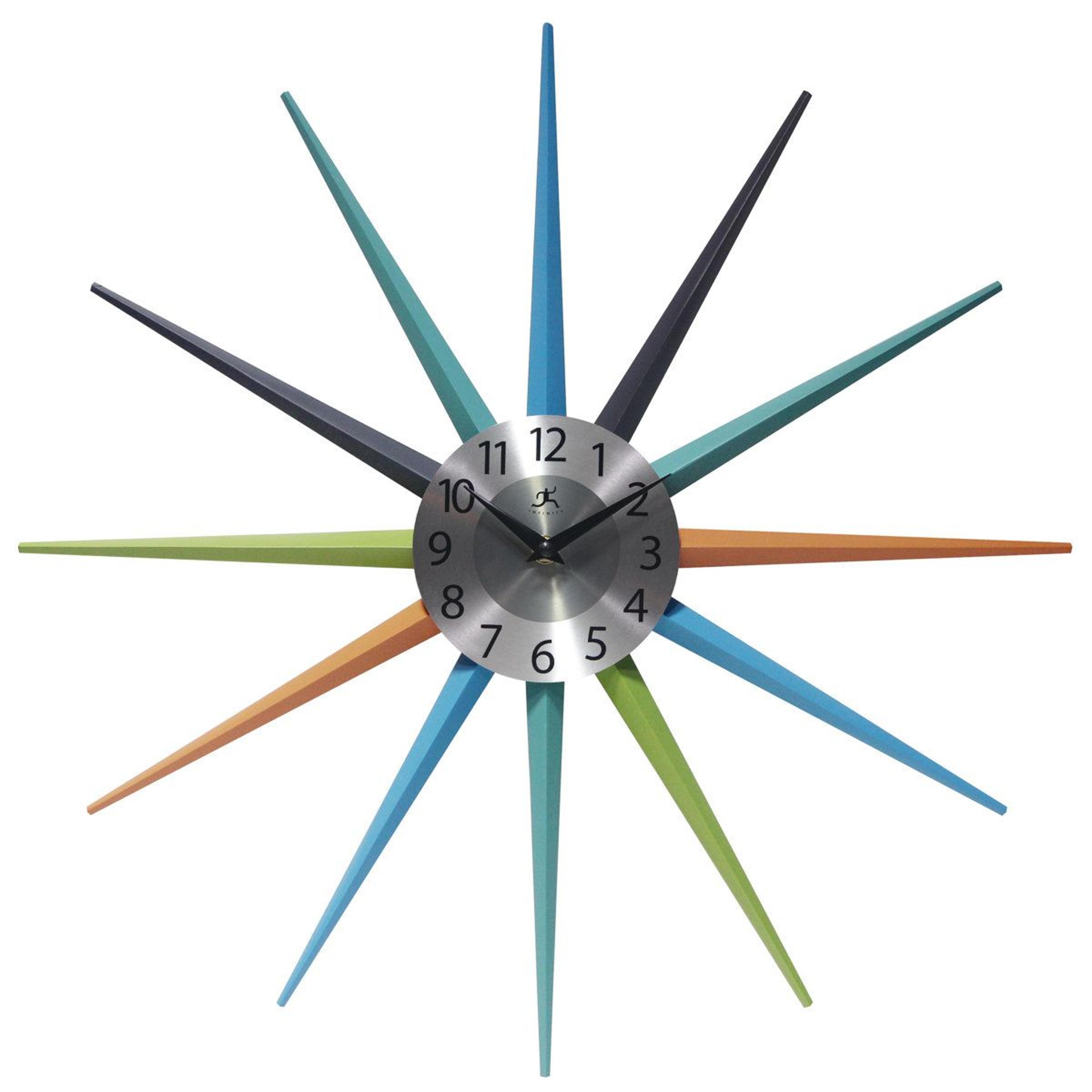 ashling 20.5 inch mid century modern wall clock colorful starburst silent decor