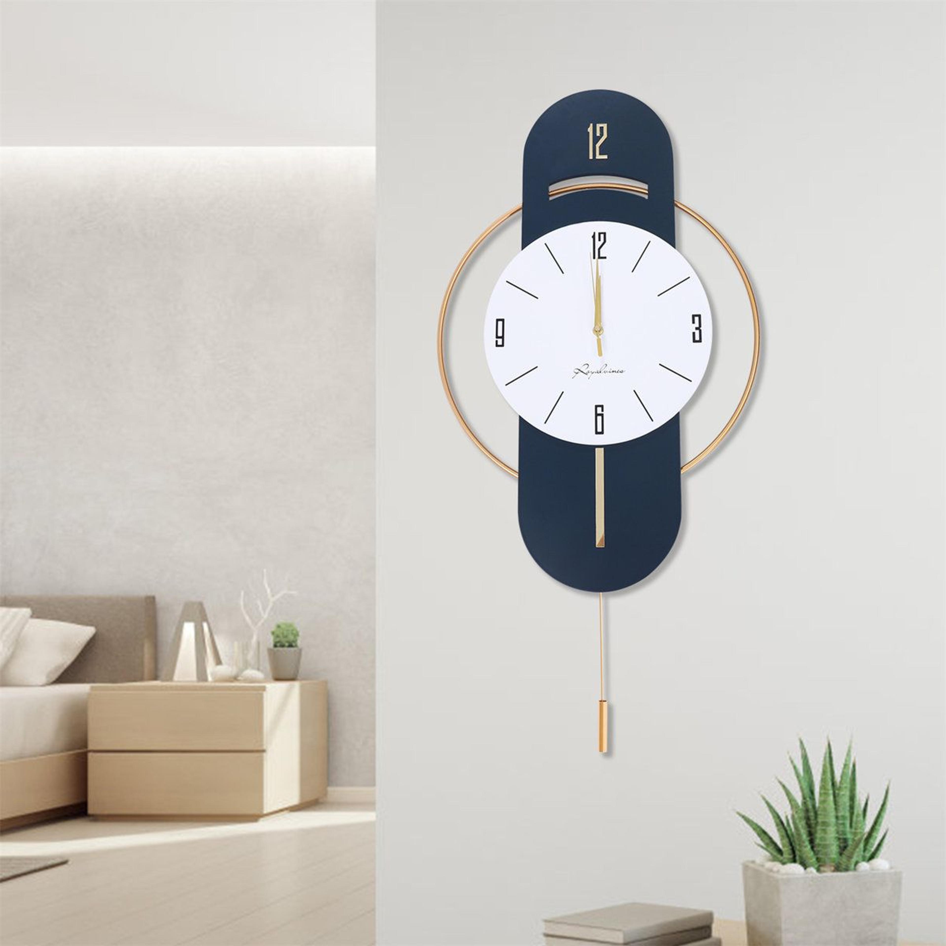 modern wall clock silent pendulum design with gold accents