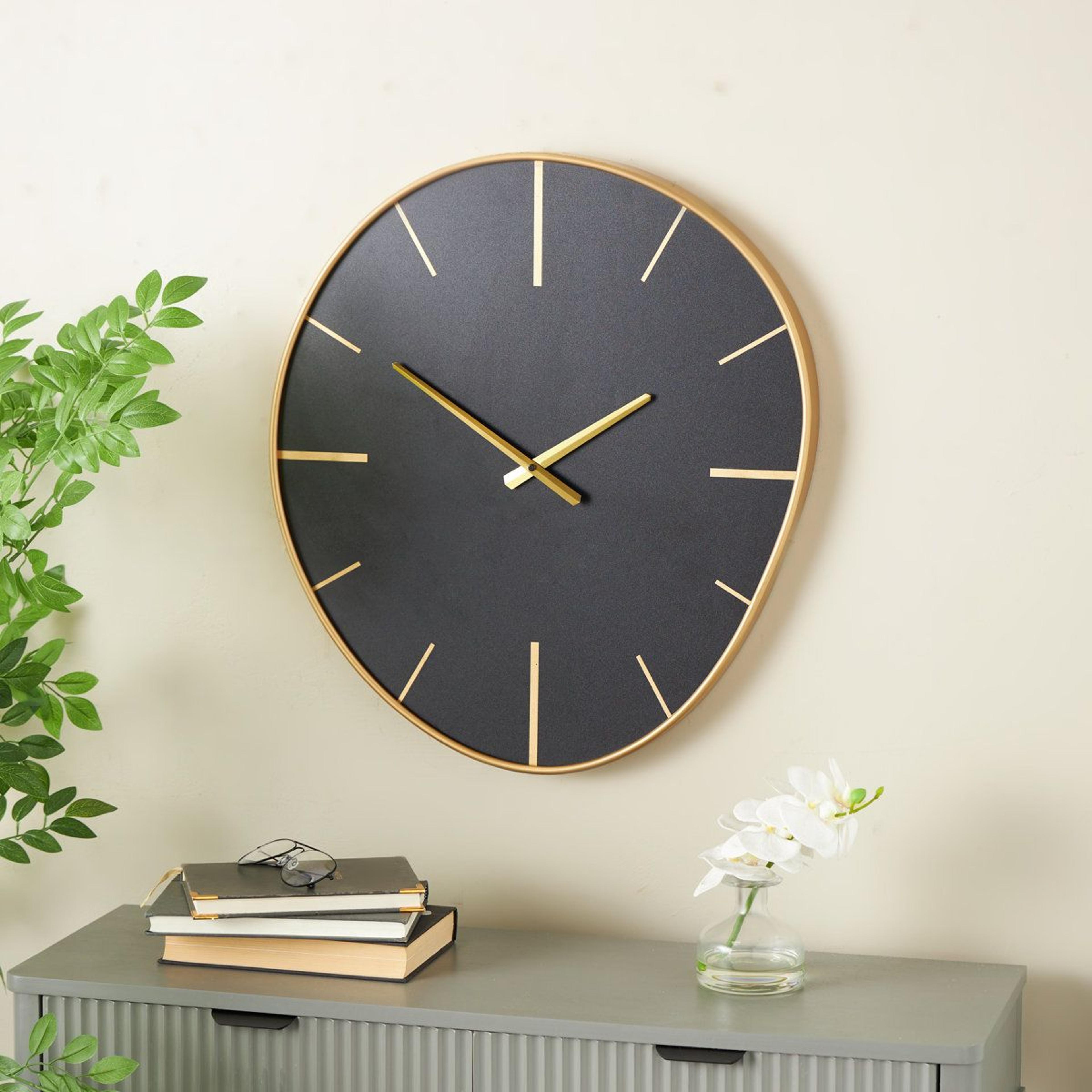 black gold wavy silent decorative wall clock