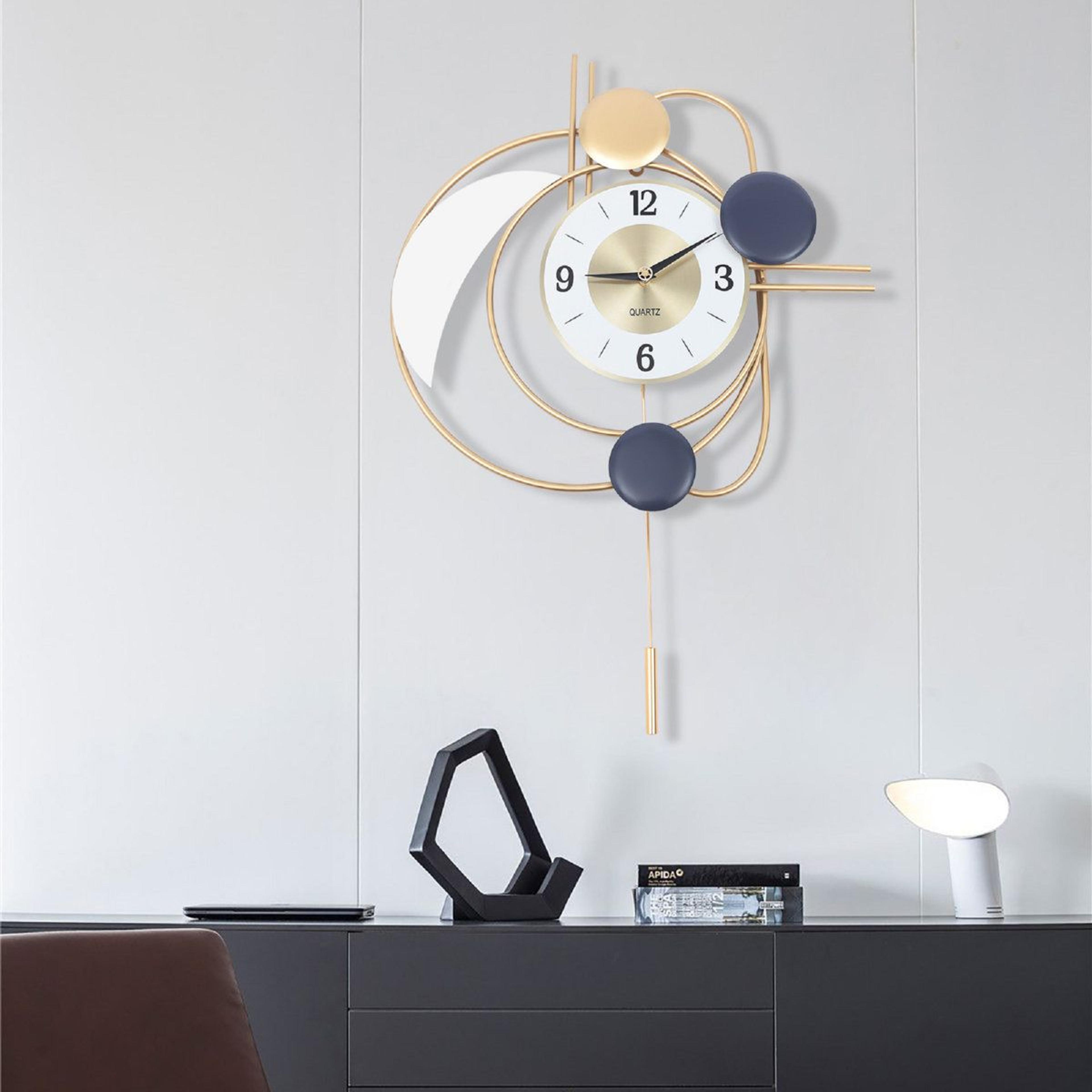 selatin modern wall clock metal pendulum clock with silent quartz movement
