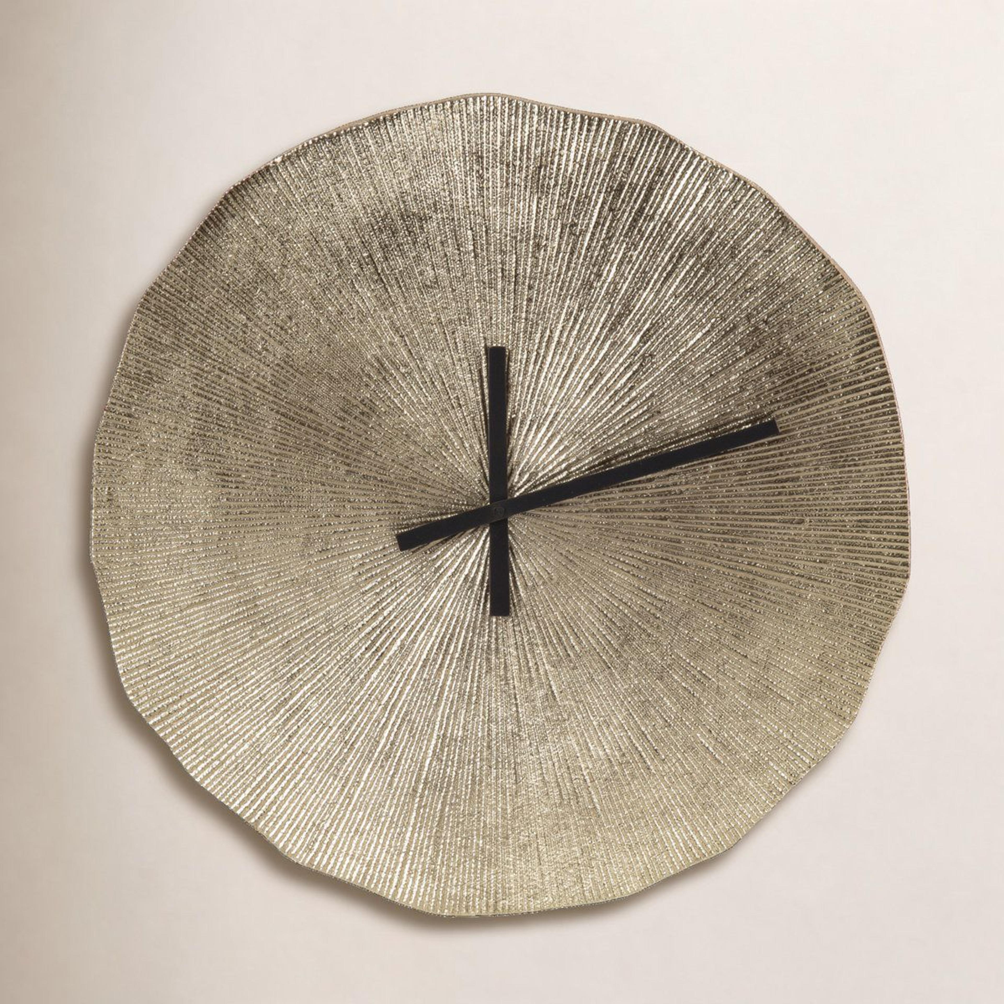 16 inch gold metal wall clock with sunburst texture modern minimalist decor