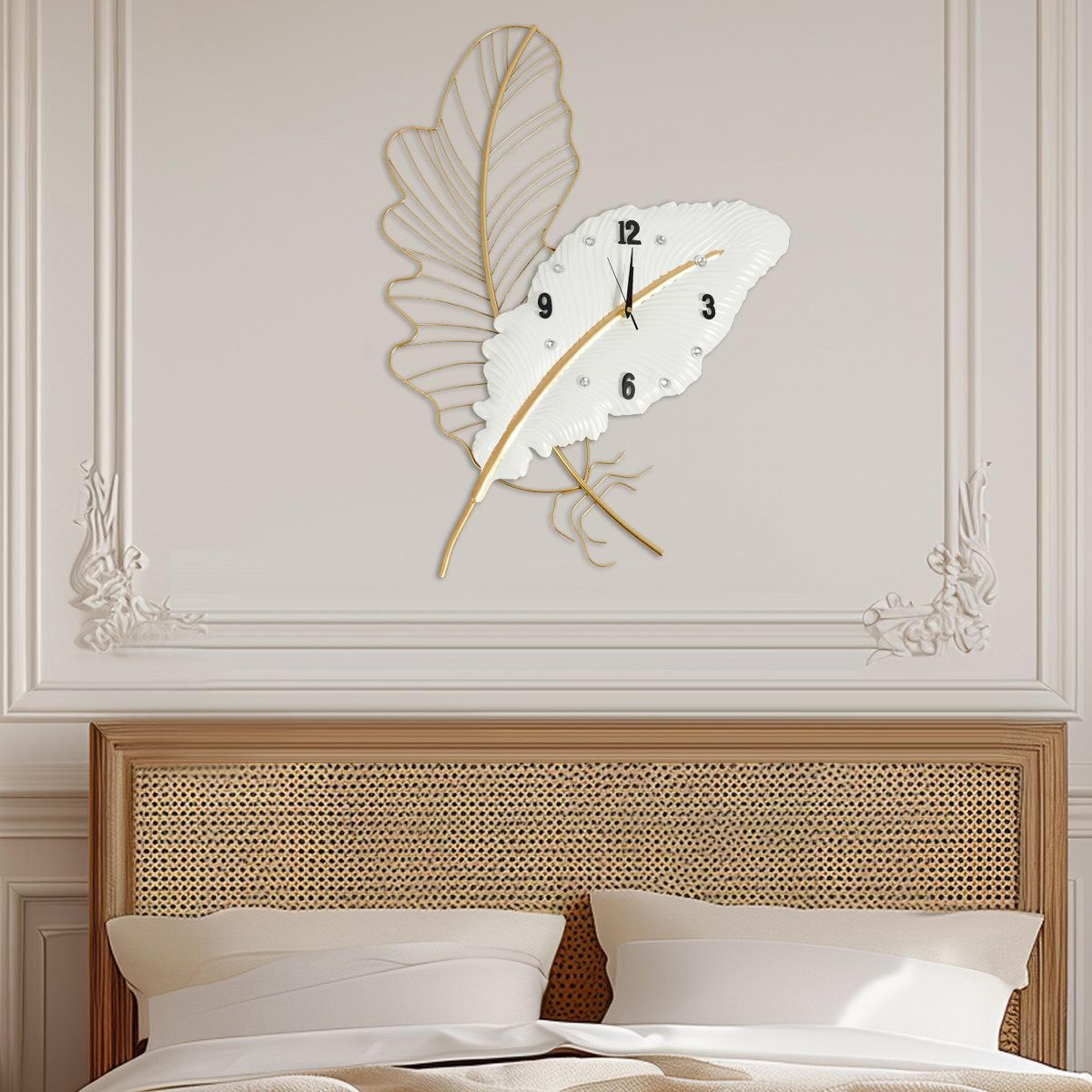 luxury feather wall clock modern silent decorative wall clock