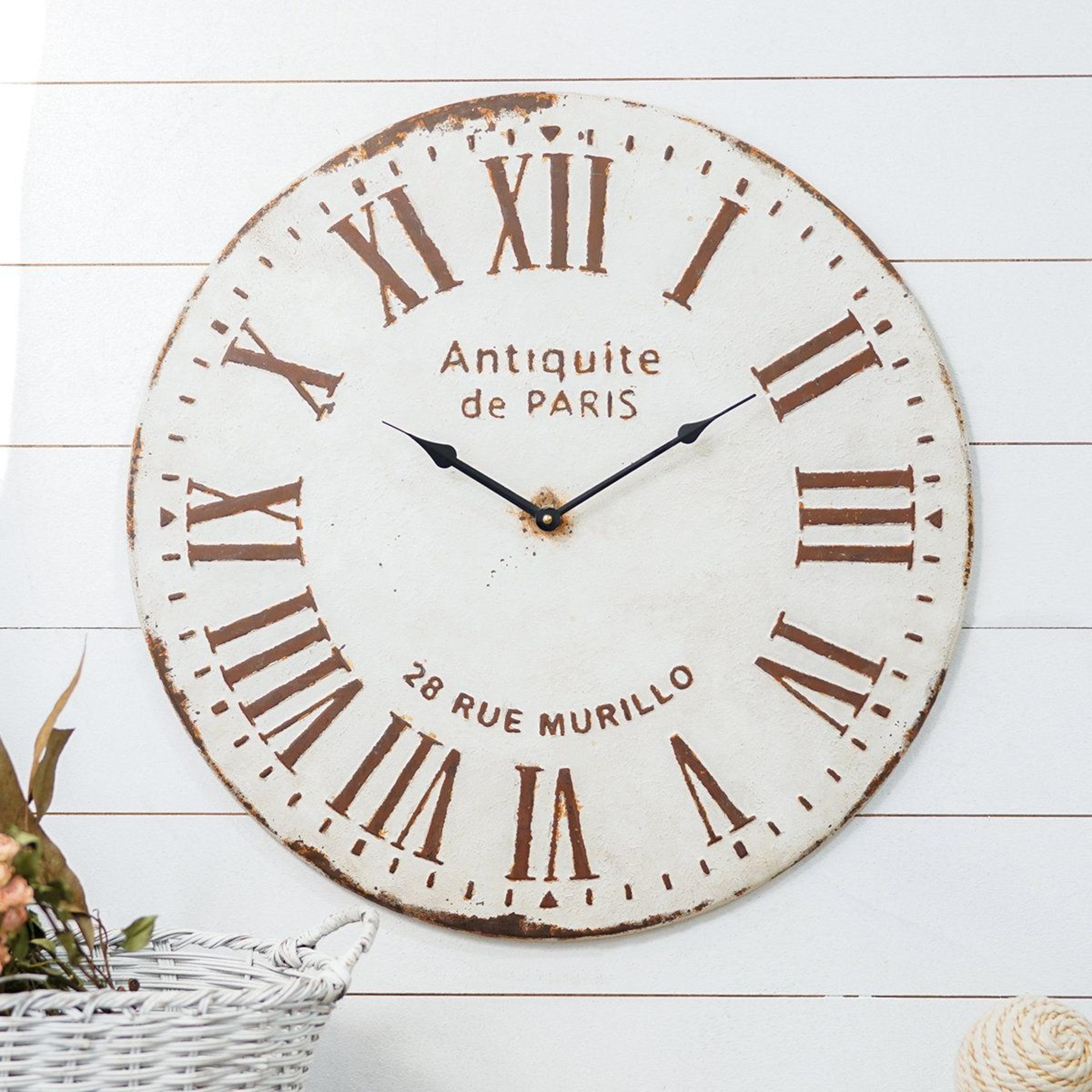 vintage paris oversized metal wall clock with roman numerals