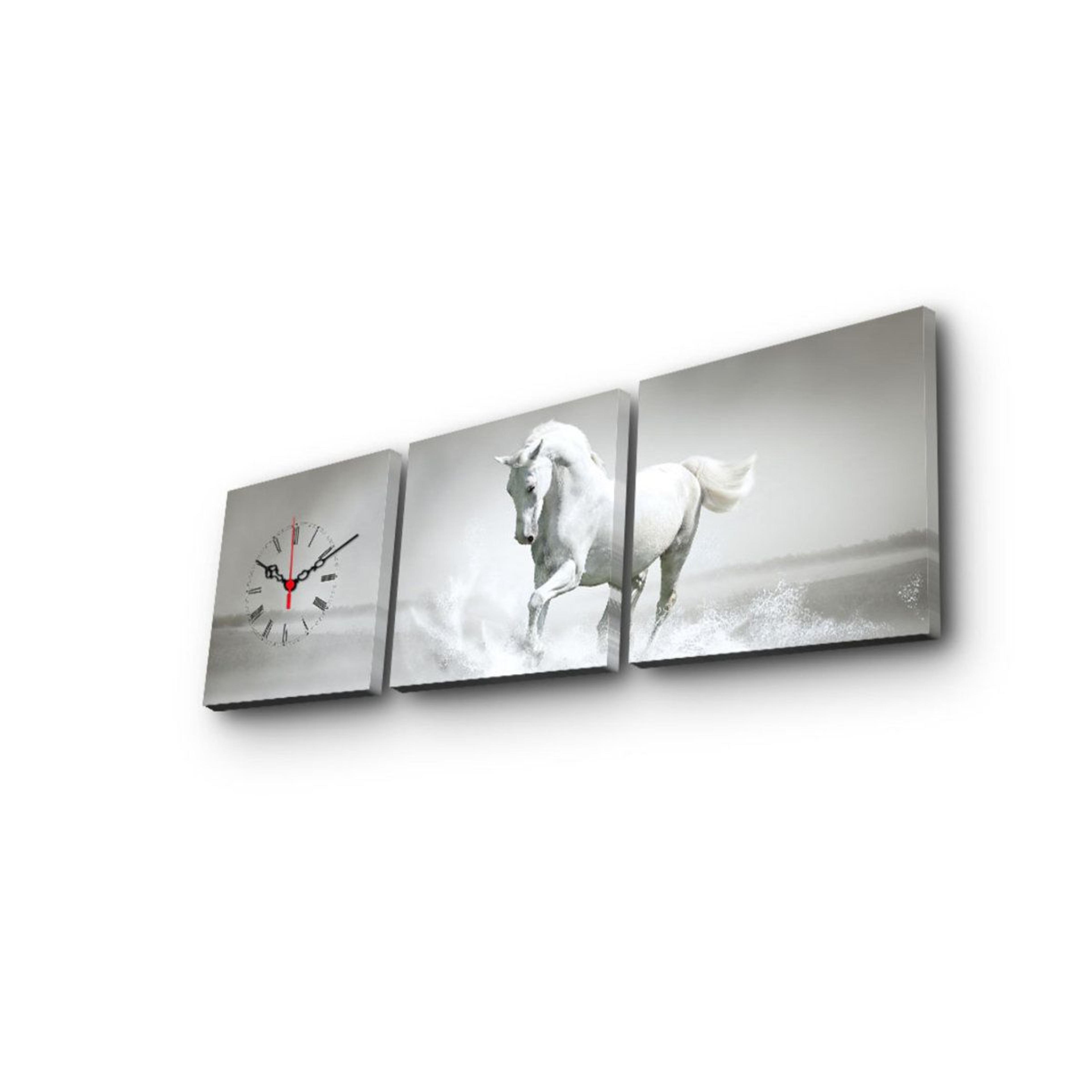 elegant 3 piece canvas wall clock set for modern home decor 35.4 x 11 in