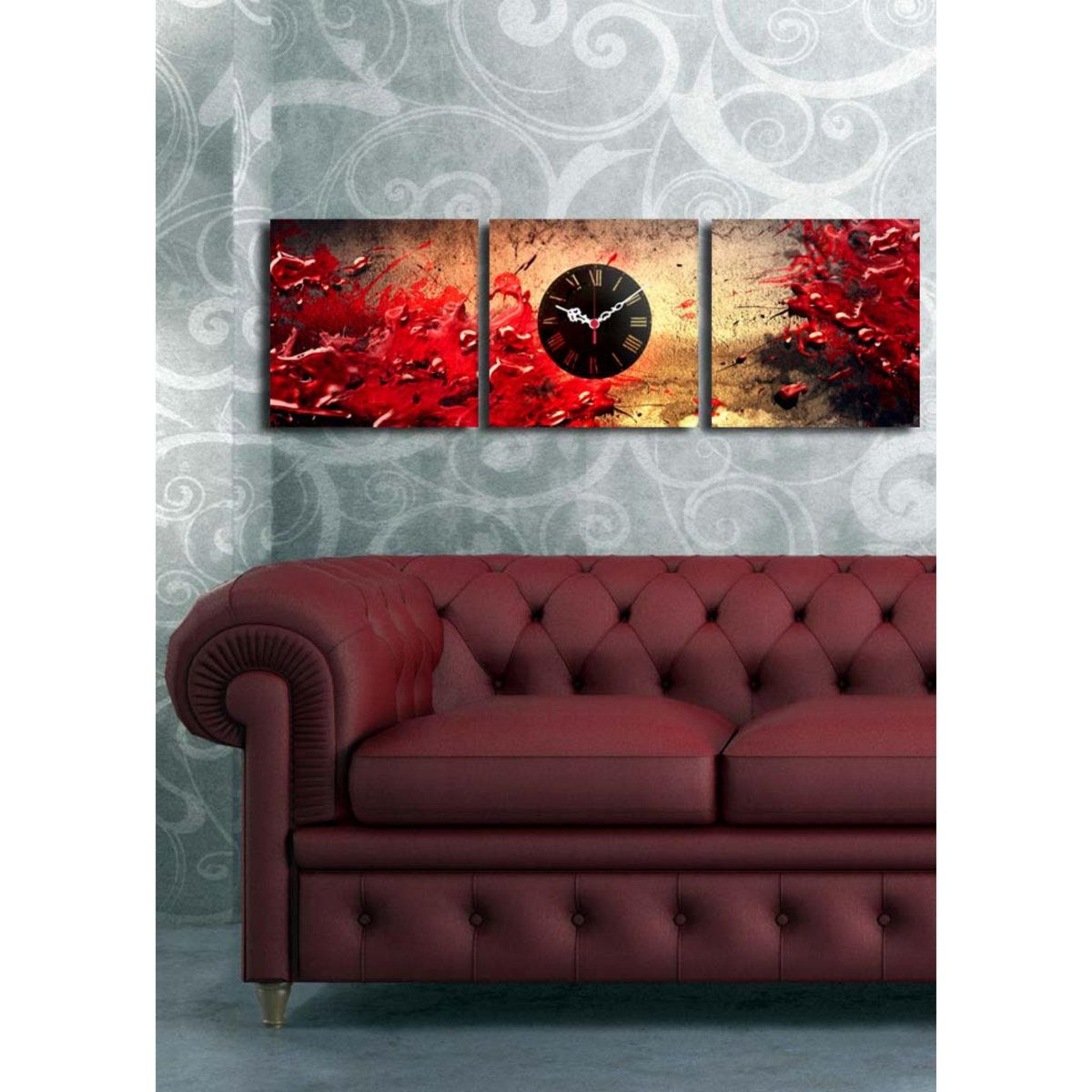 3 piece decorative wall clock canvas wall art for living room 35.4 x 11 inch