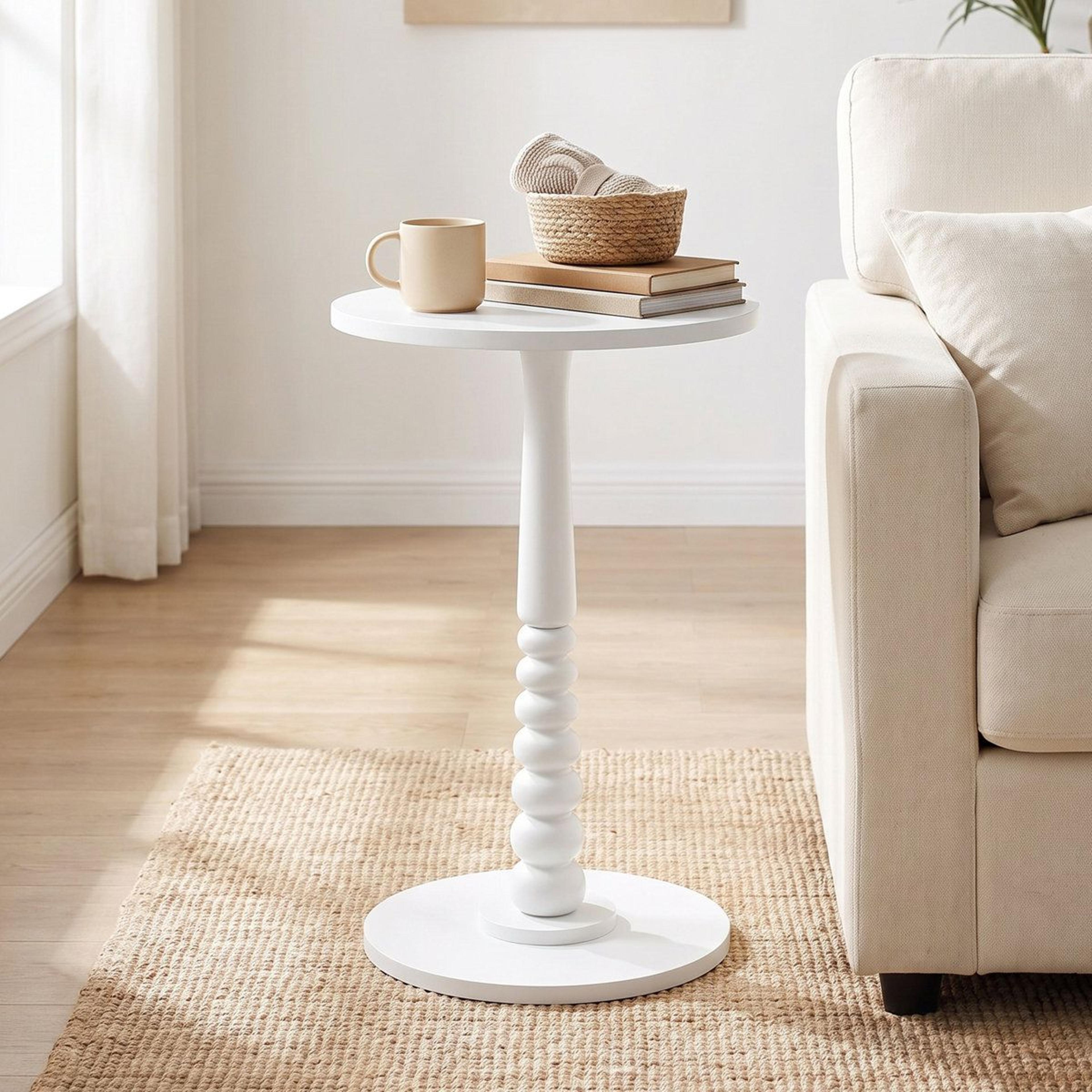 sculpted round end table small mid century side table