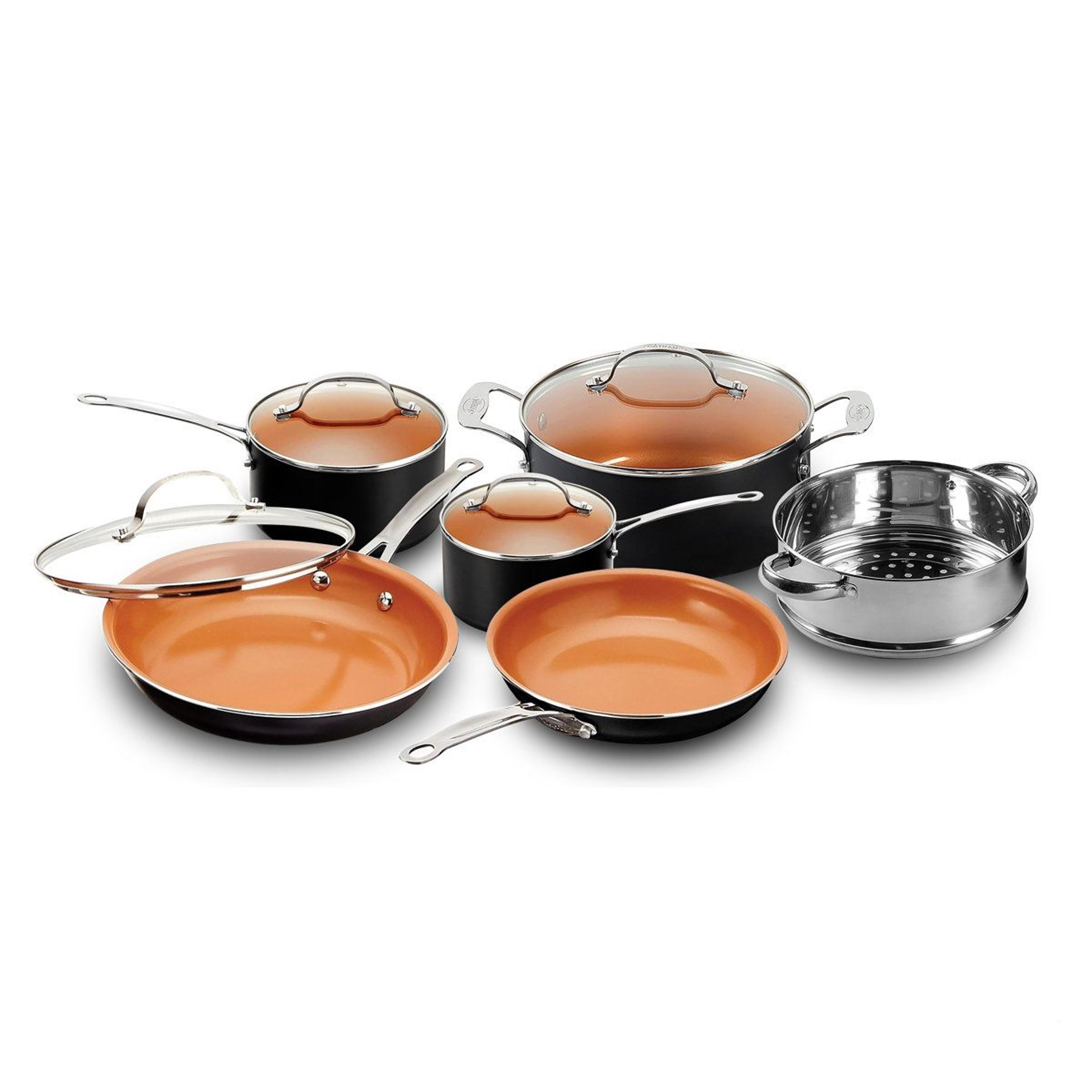 gotham steel 10 piece ceramic nonstick pots and pans set