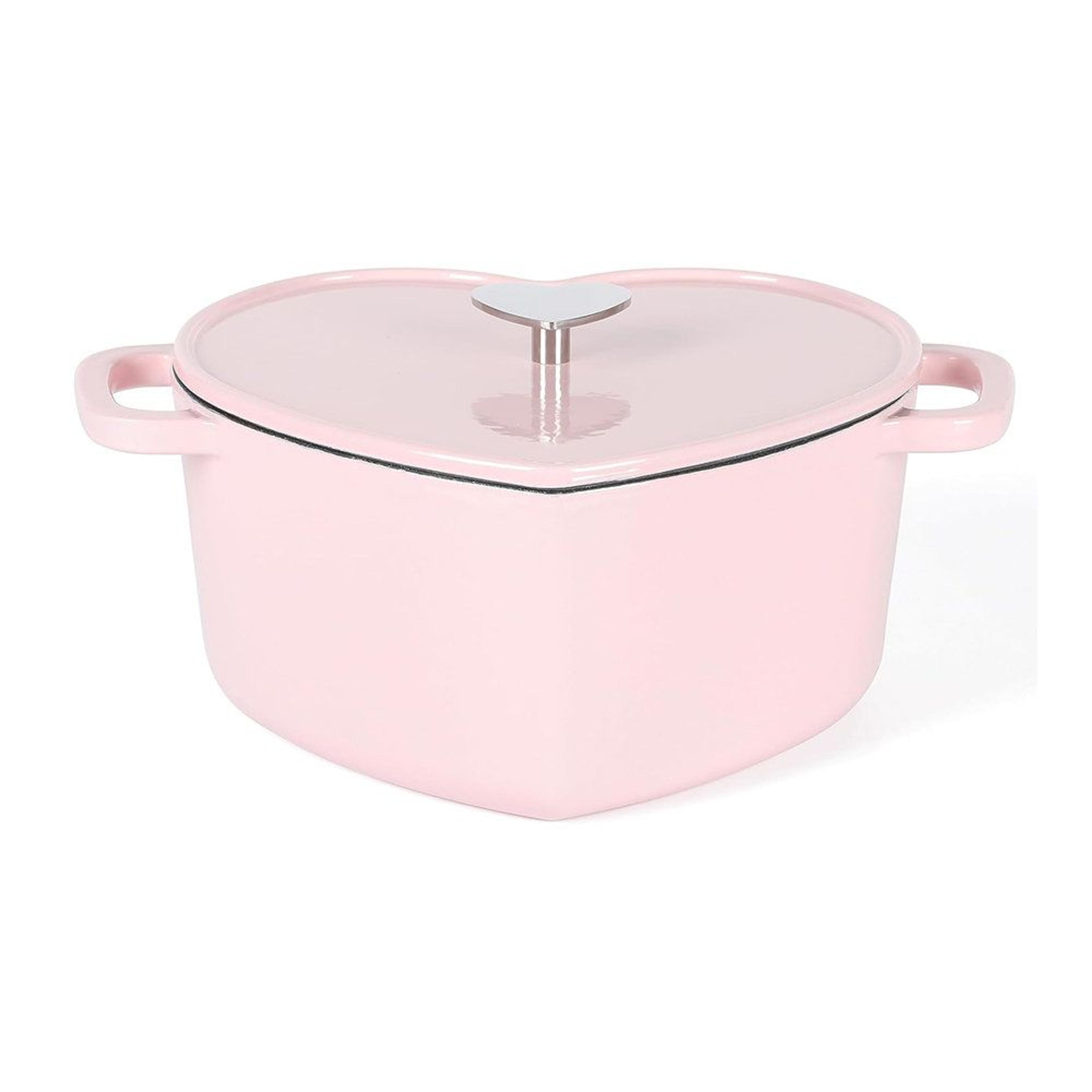 pink heart shaped dutch oven 2 qt enameled cast iron dutch oven