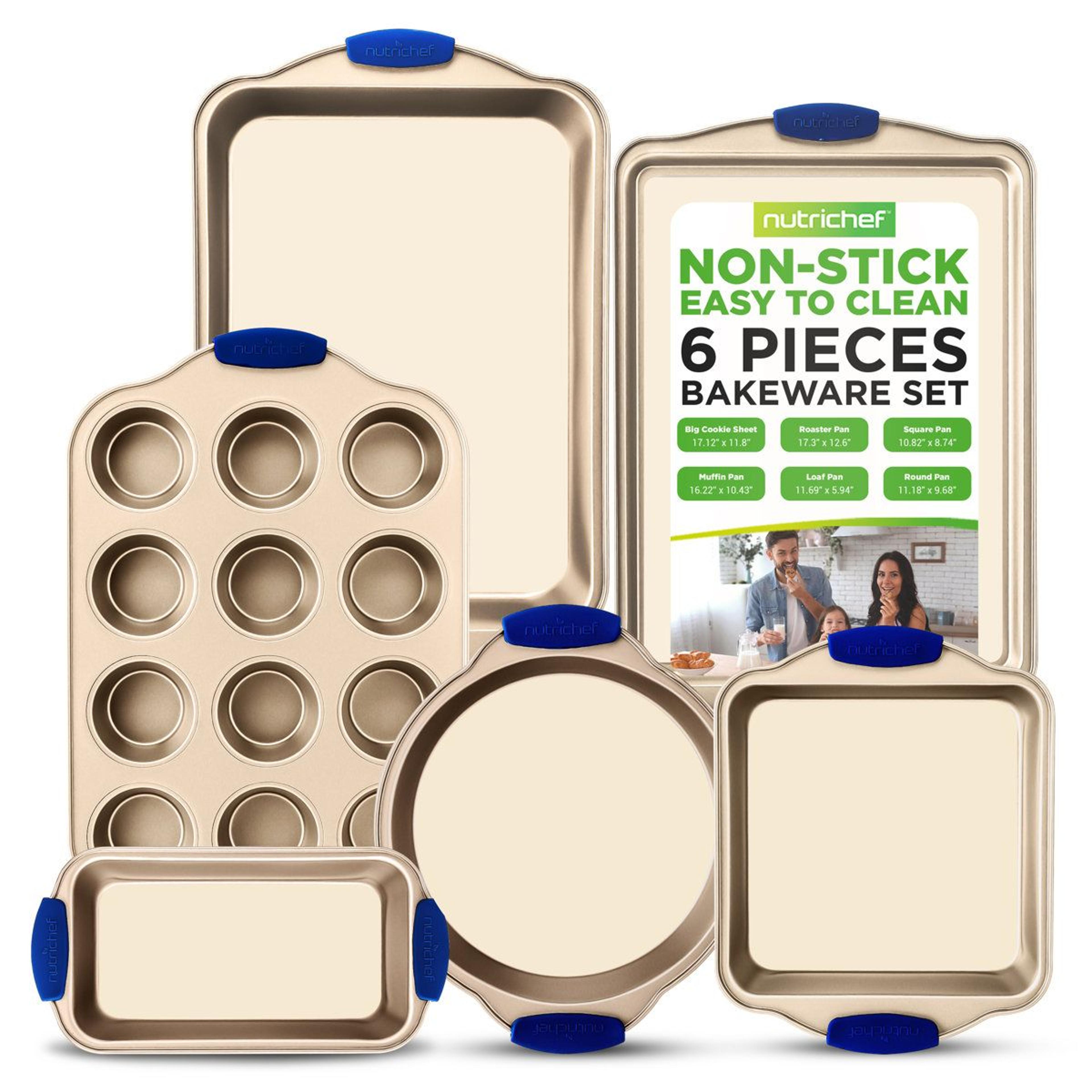 nutrichef 6 piece nonstick bakeware set carbon steel baking pans