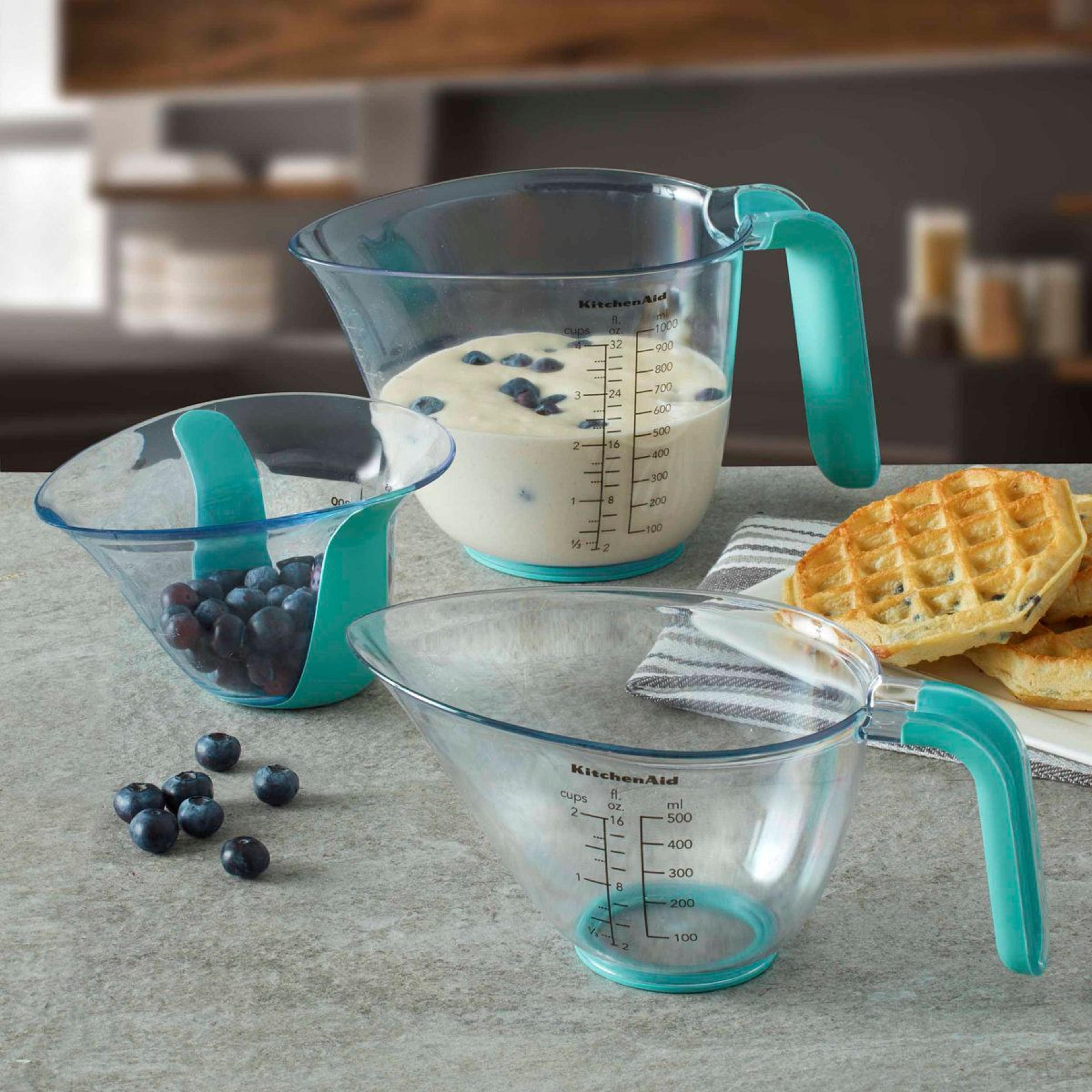 kitchenaid 3 piece measuring jug set nesting liquid measuring cups