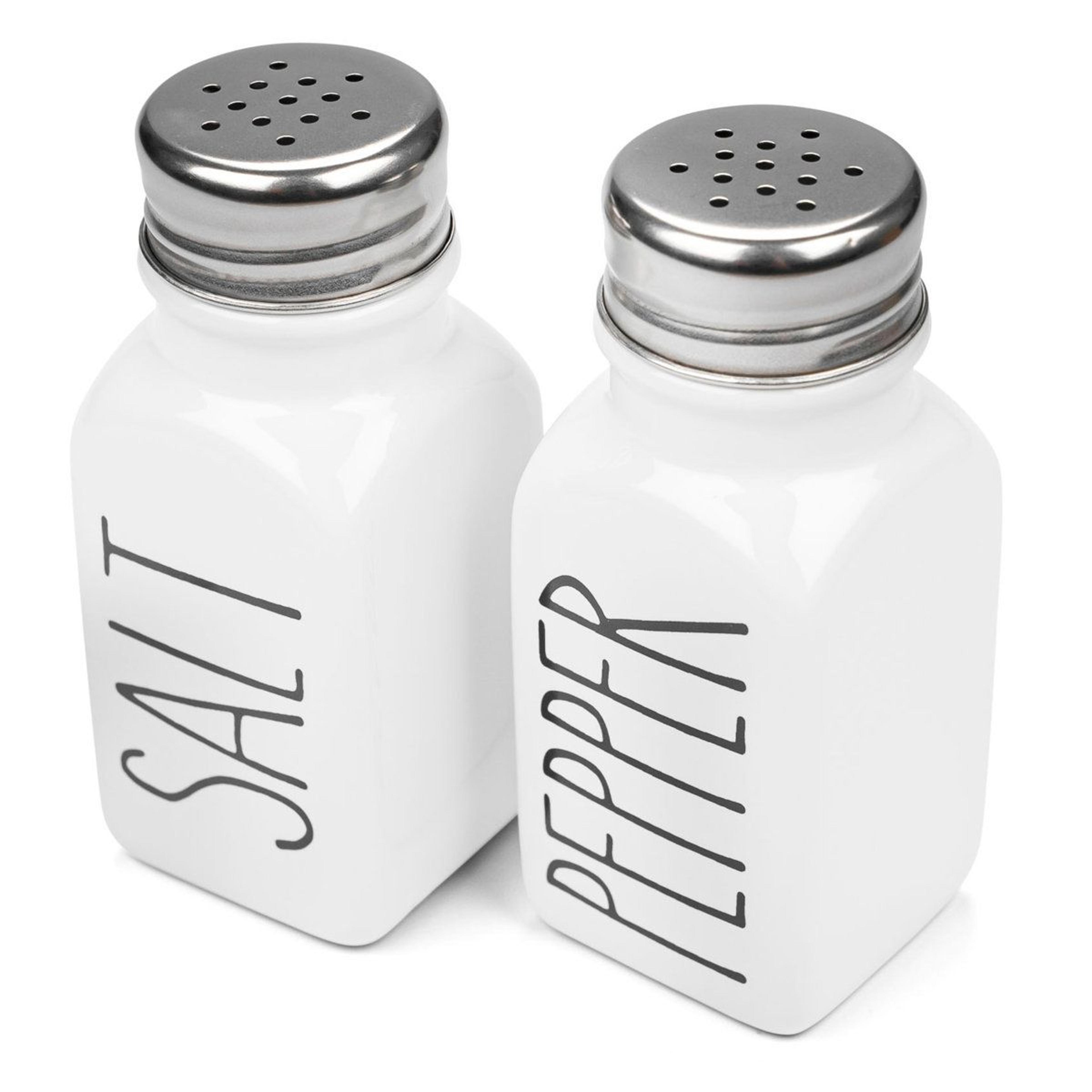 heartland home farmhouse salt and pepper shakers ceramic stoneware set with extra lids