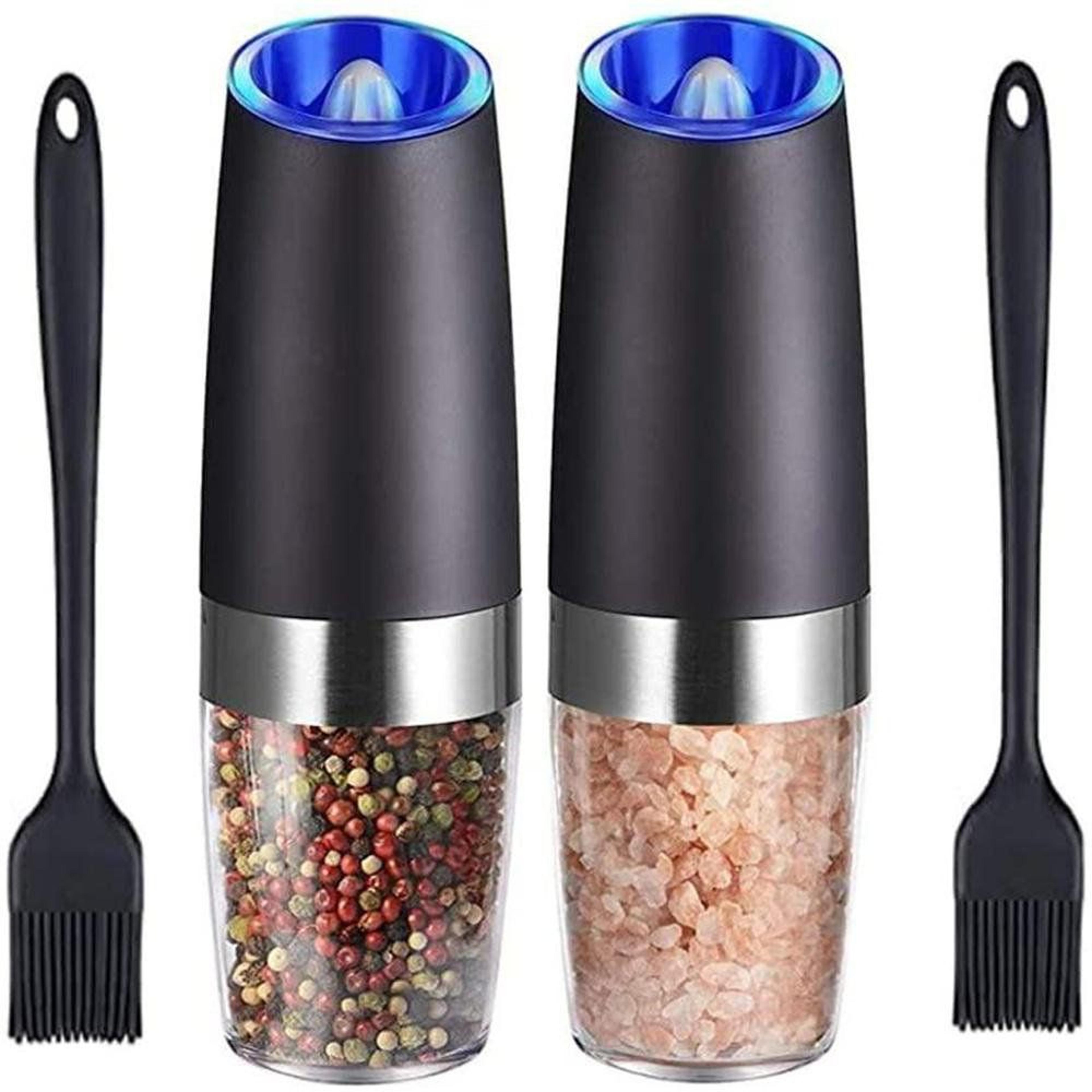 gravity electric salt and pepper grinder set with adjustable coarseness and led light