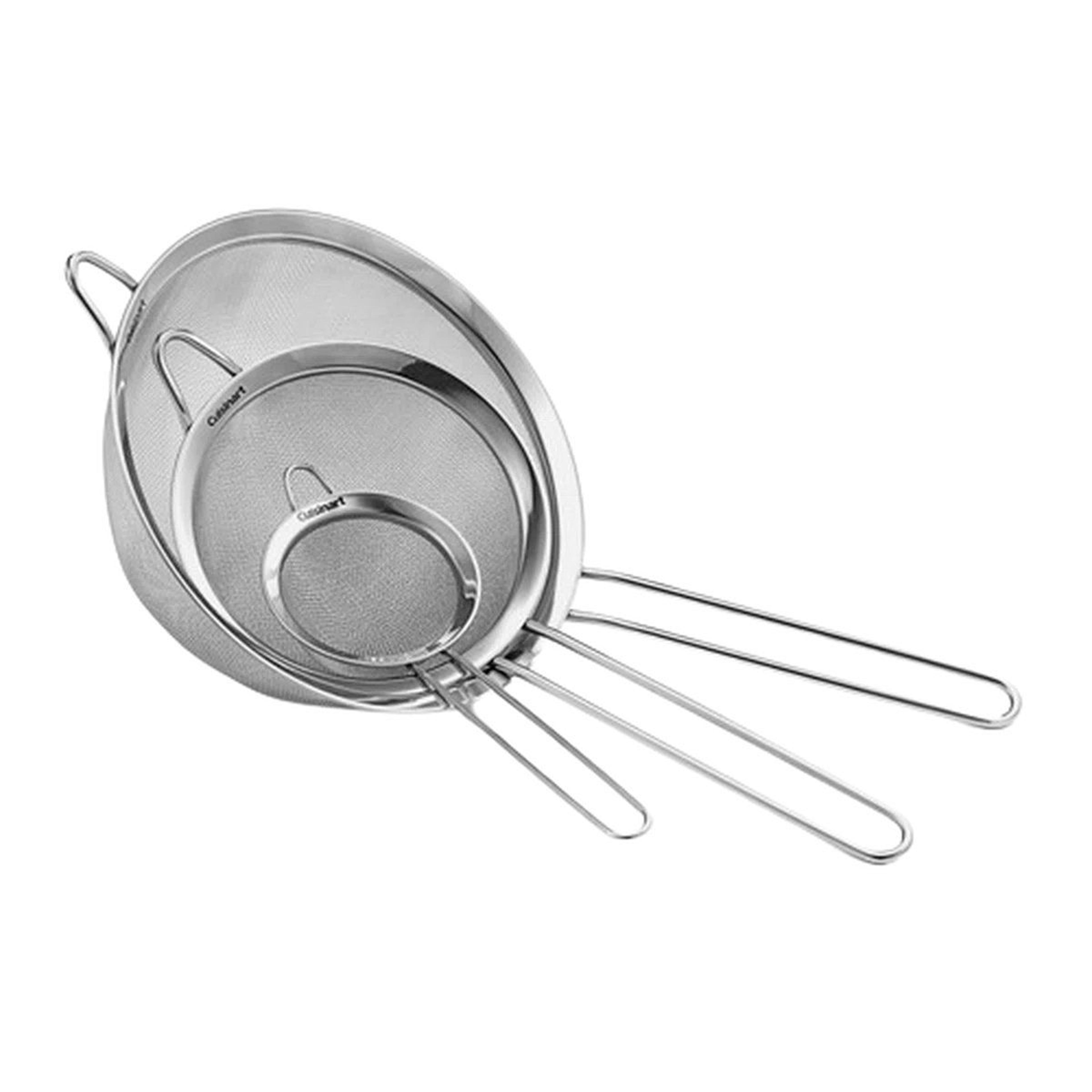 cuisinart 3 piece stainless steel fine mesh strainer set for sifting and draining