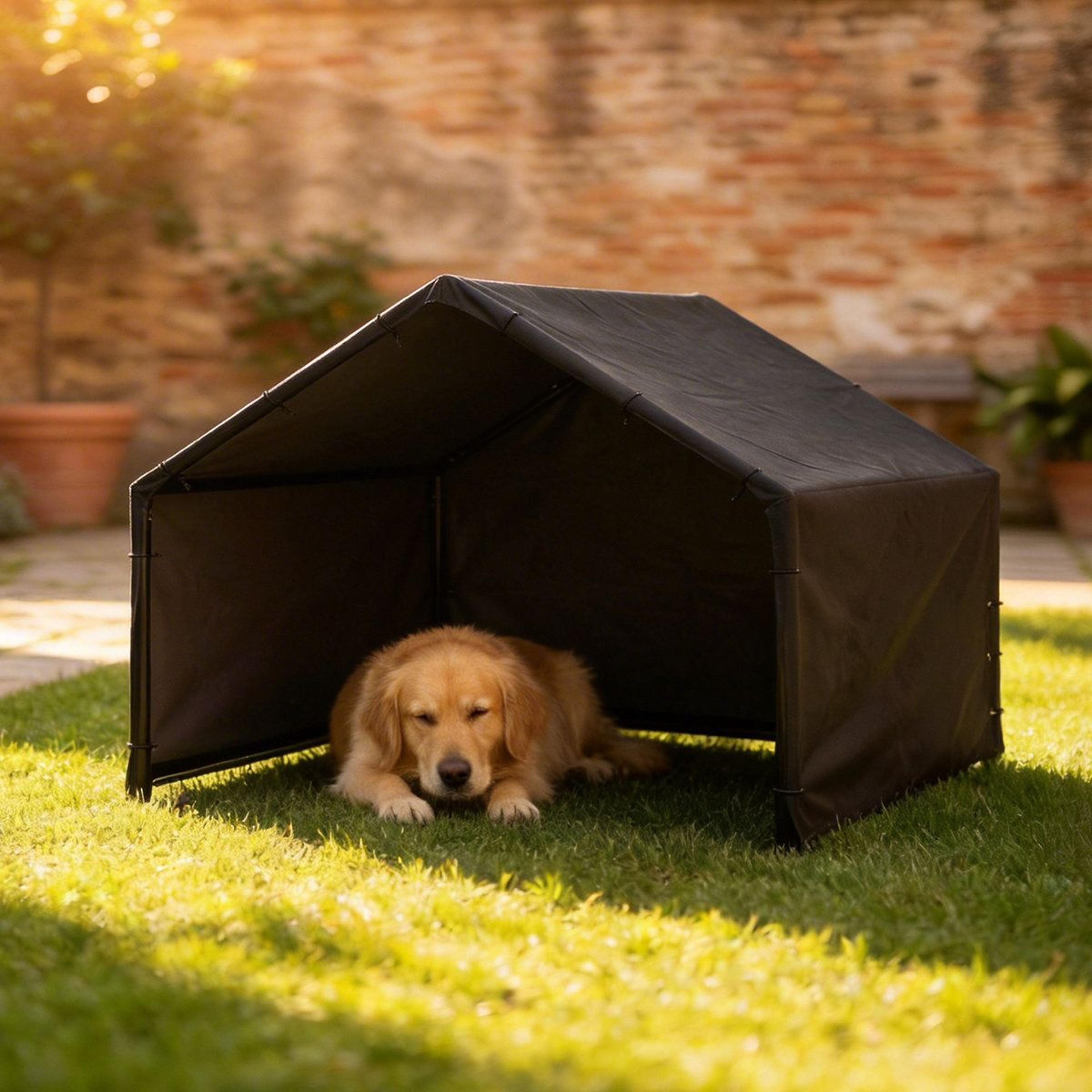 outdoor dog house with uv resistant waterproof canopy pet shade shelter 49 x 43 x 37