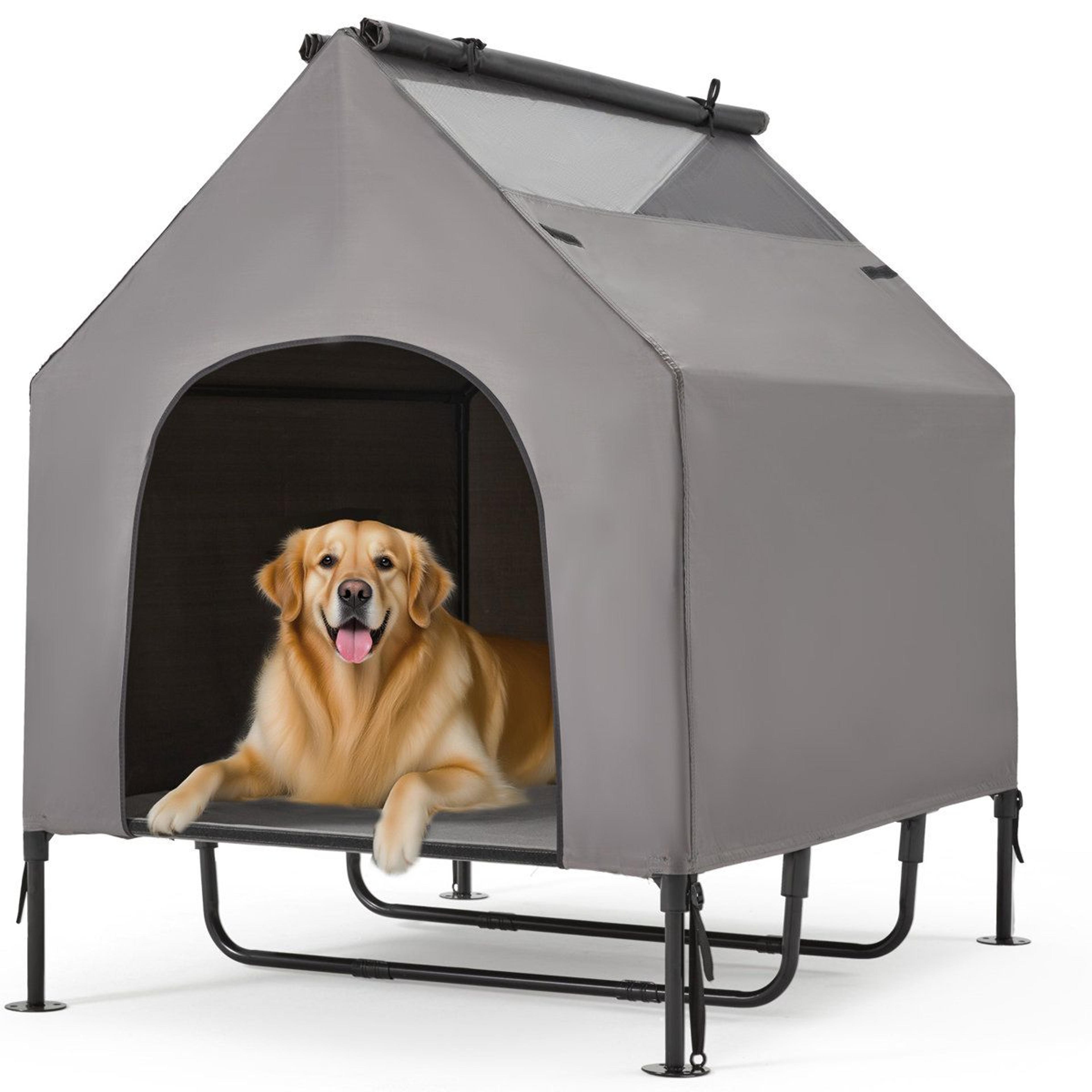 48 inch elevated outdoor dog house with removable canopy