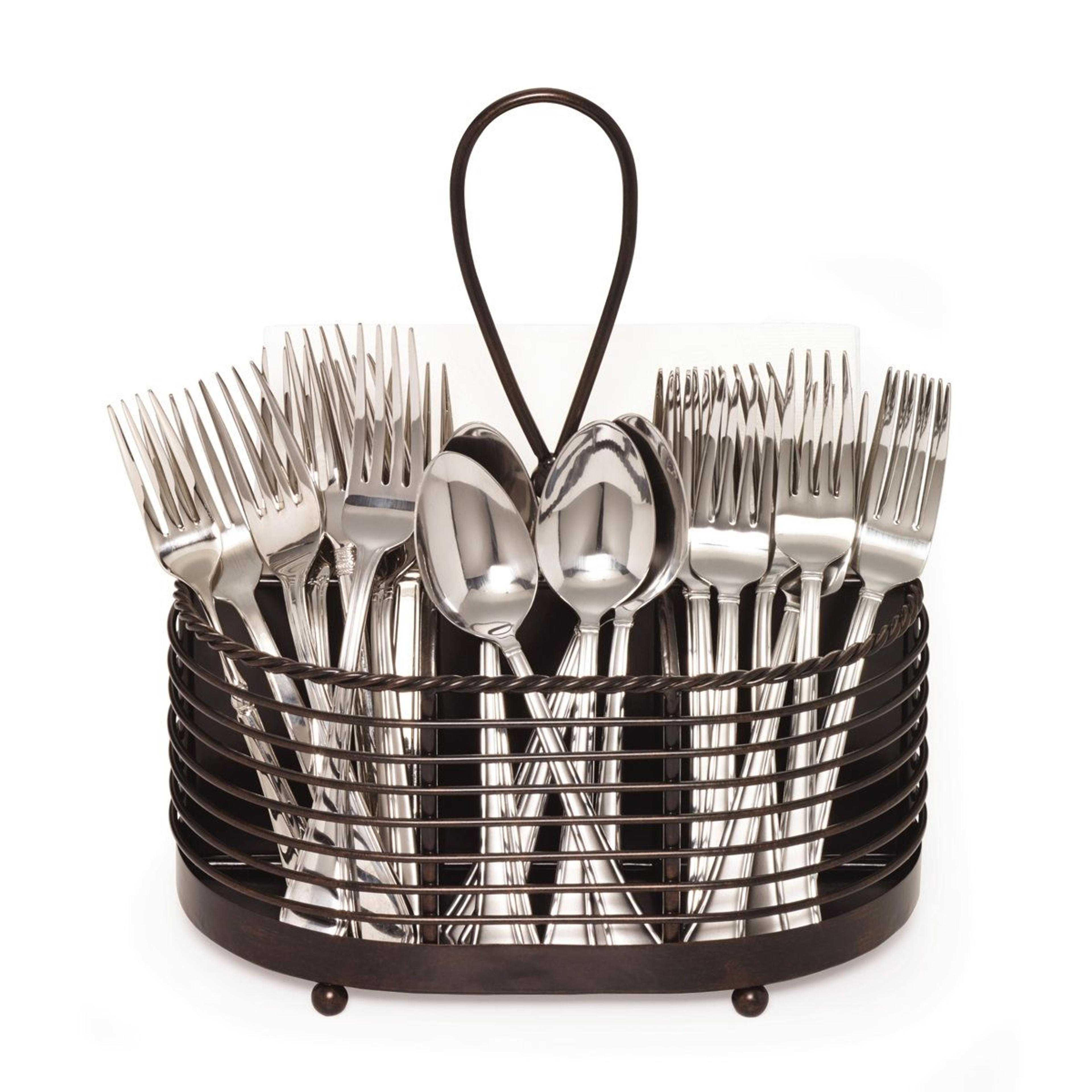 mikasa rope flatware caddy and napkin holder antique black metal organizer