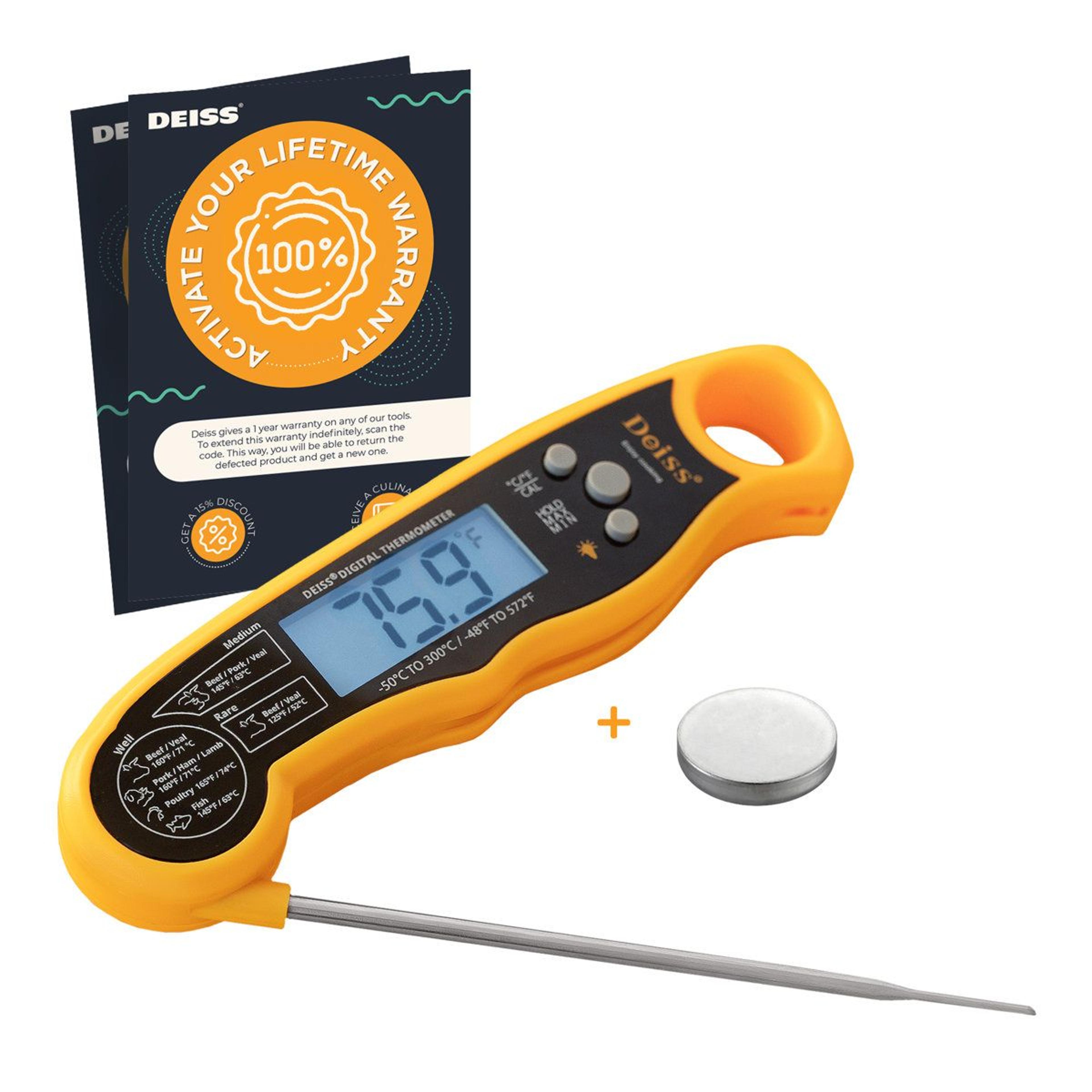 instant read digital meat thermometer for cooking and grilling