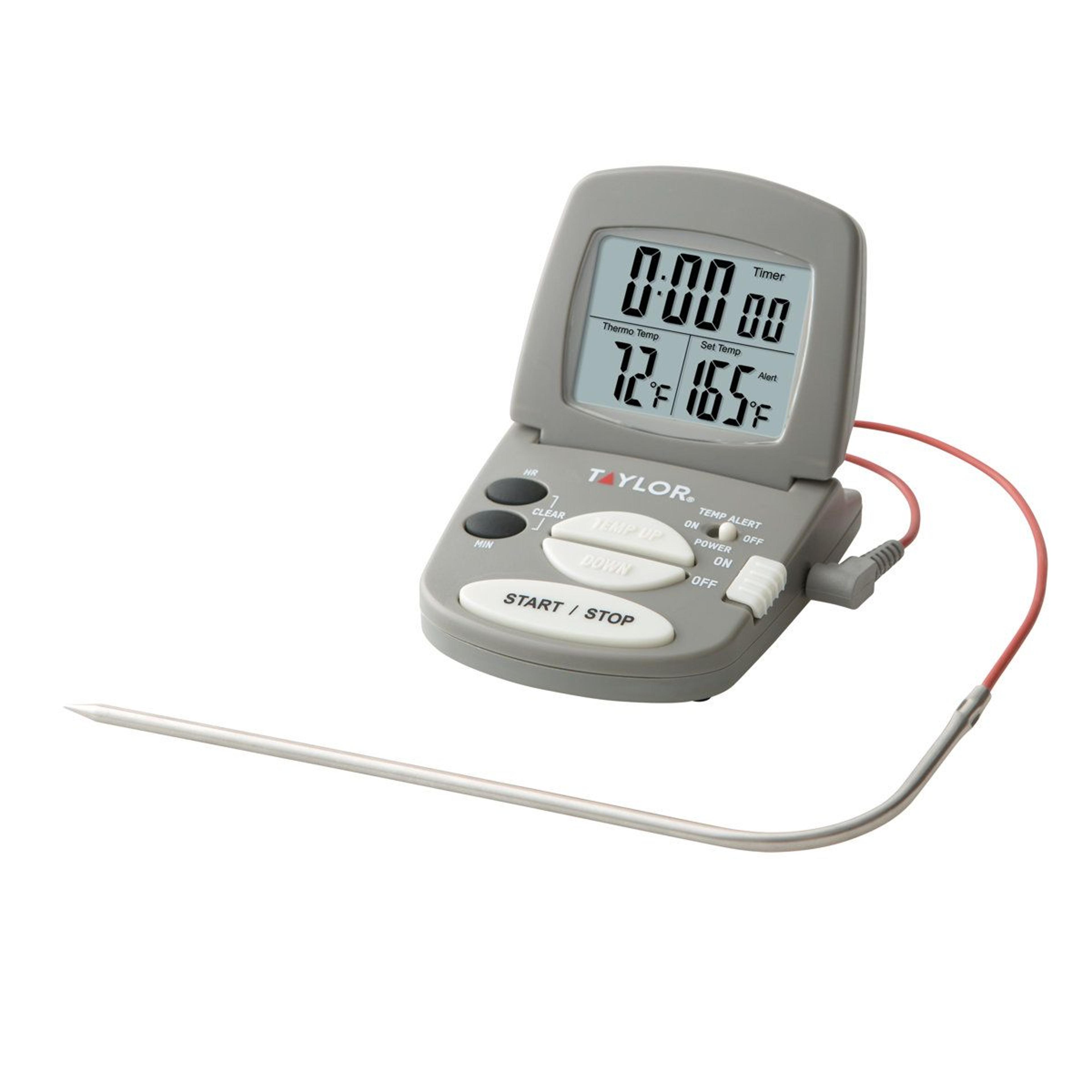 taylor digital meat thermometer with timer and wired probe