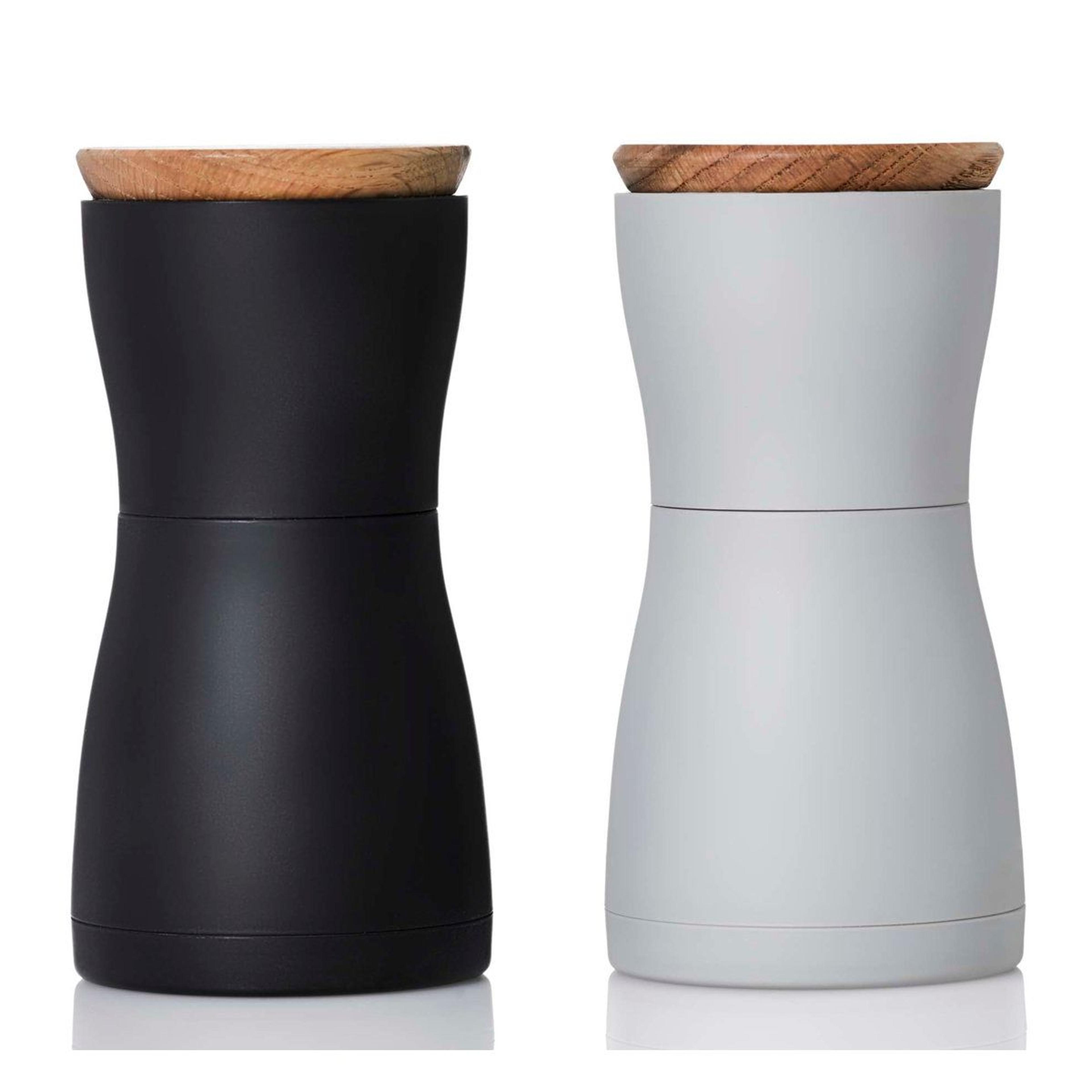 twin salt and pepper grinder set with adjustable ceramic mills