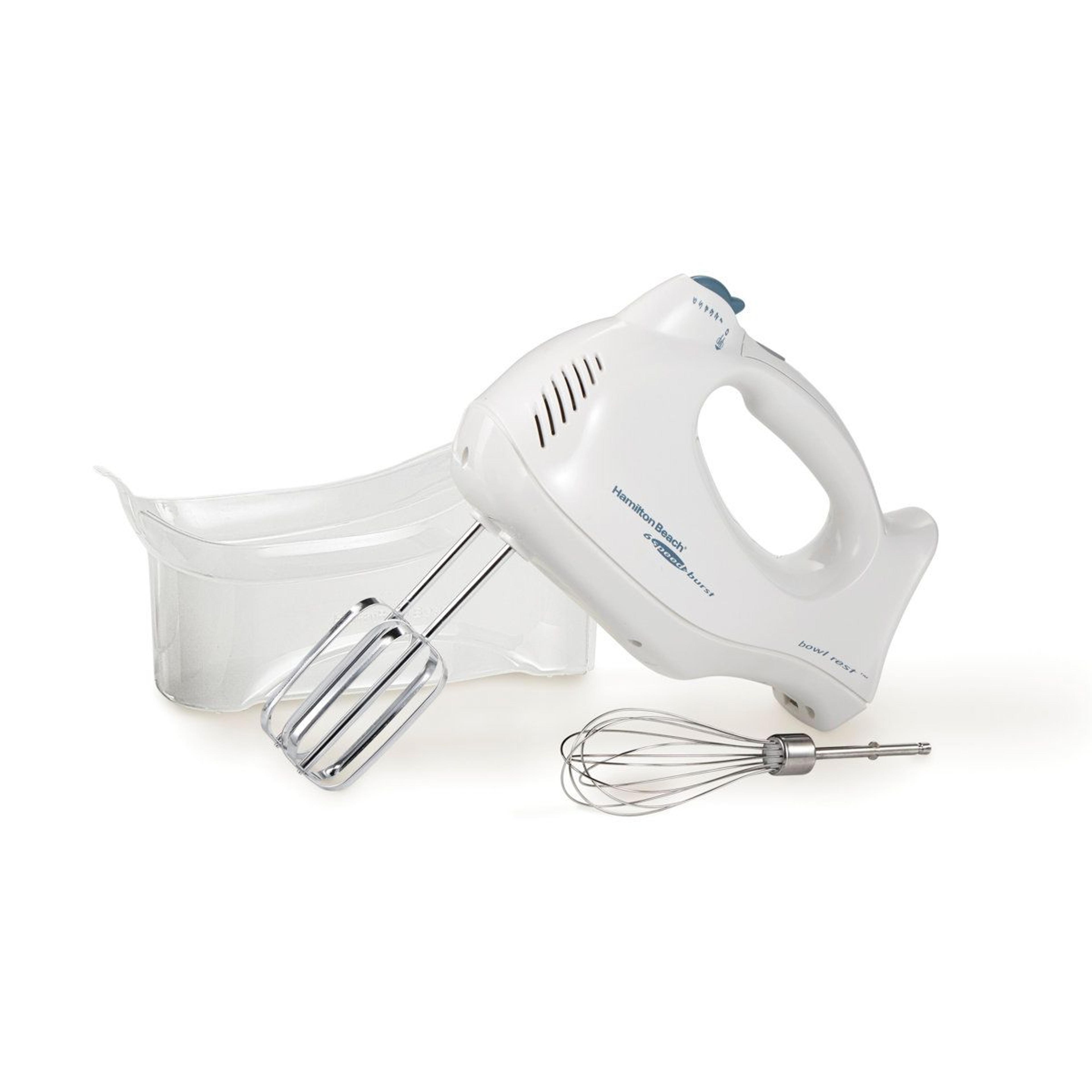 hamilton beach 6 speed hand mixer with snap-on storage case and whisk 62692g