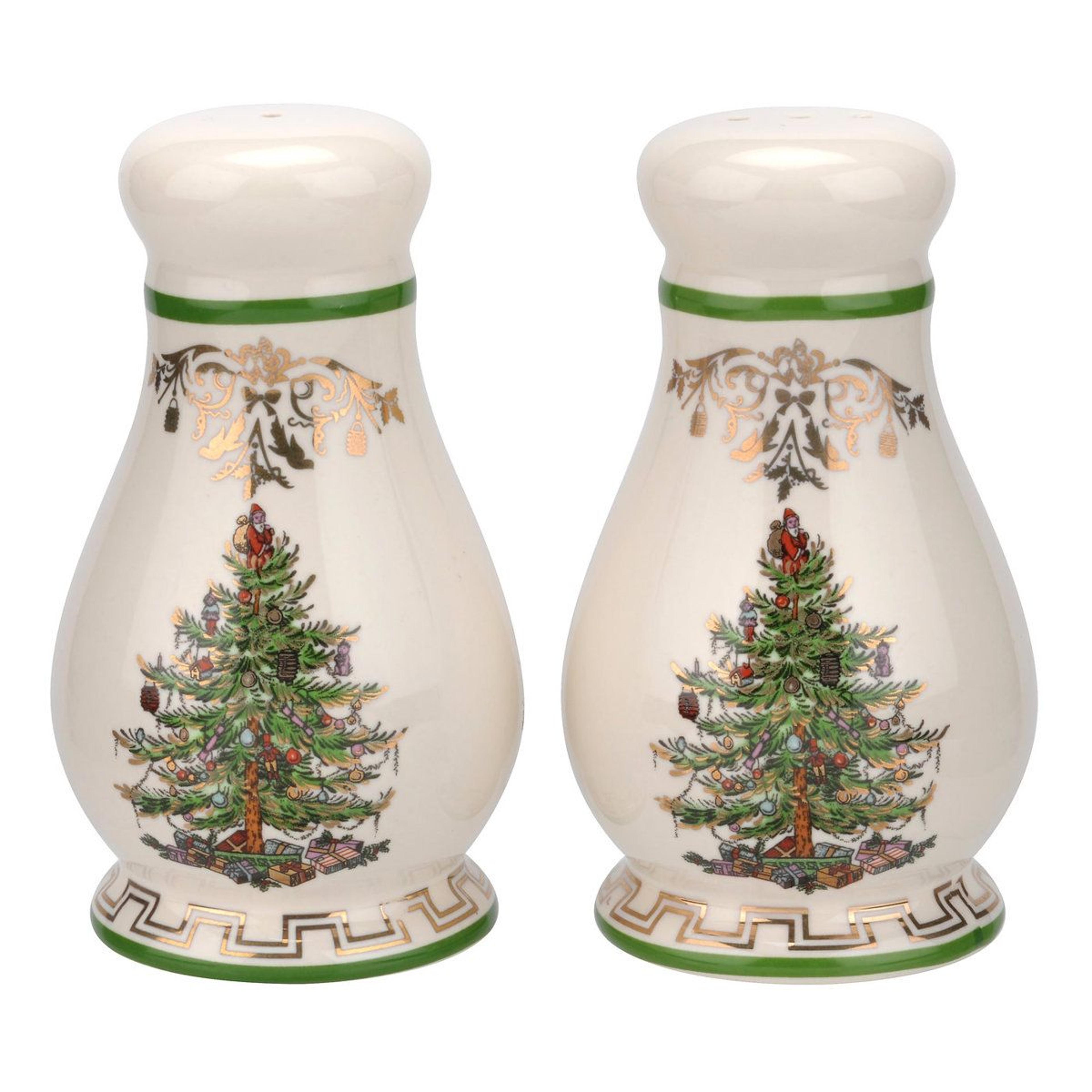 spode christmas tree gold holiday salt and pepper shaker set 4 inch