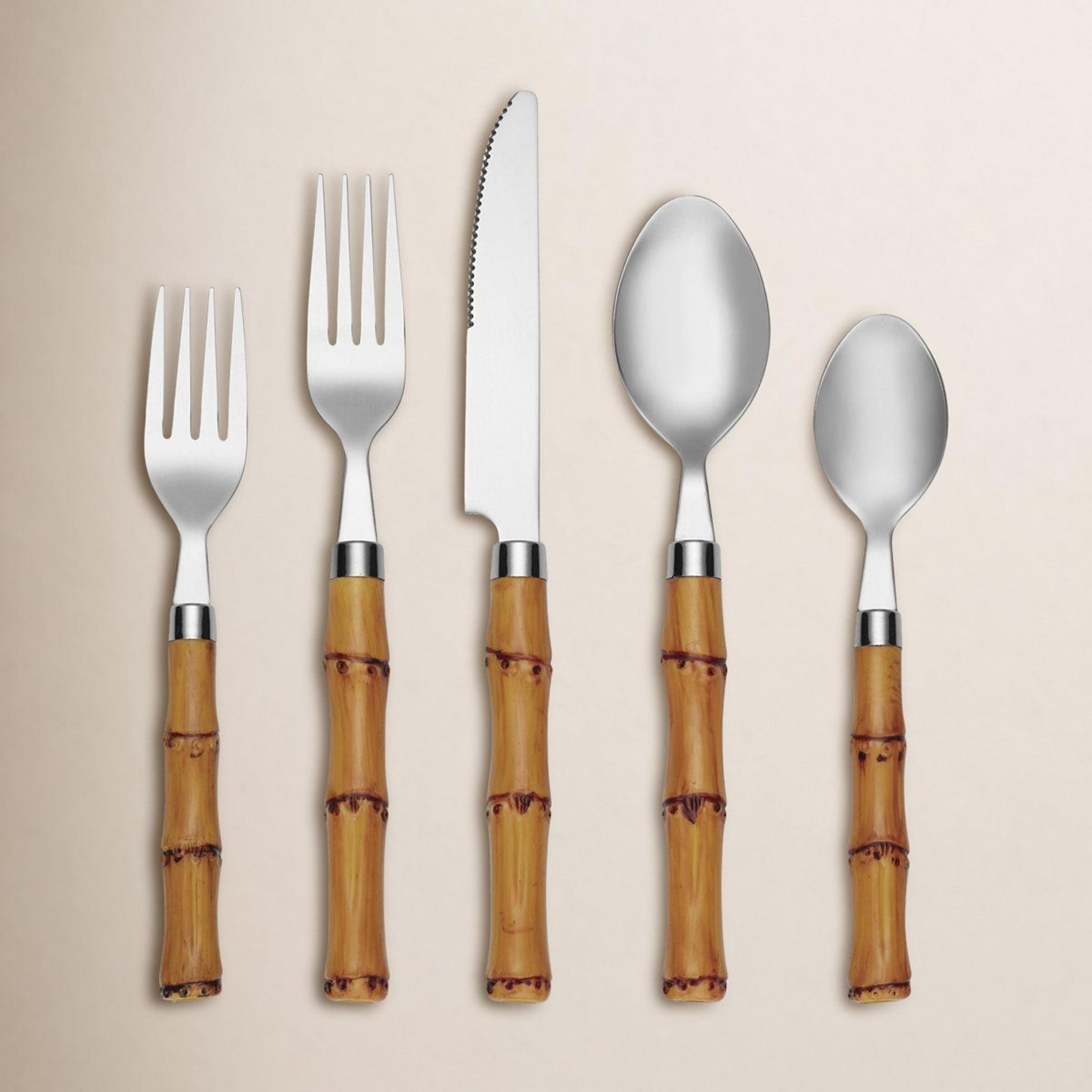 cambridge bamboo handle 20 piece flatware set for 4