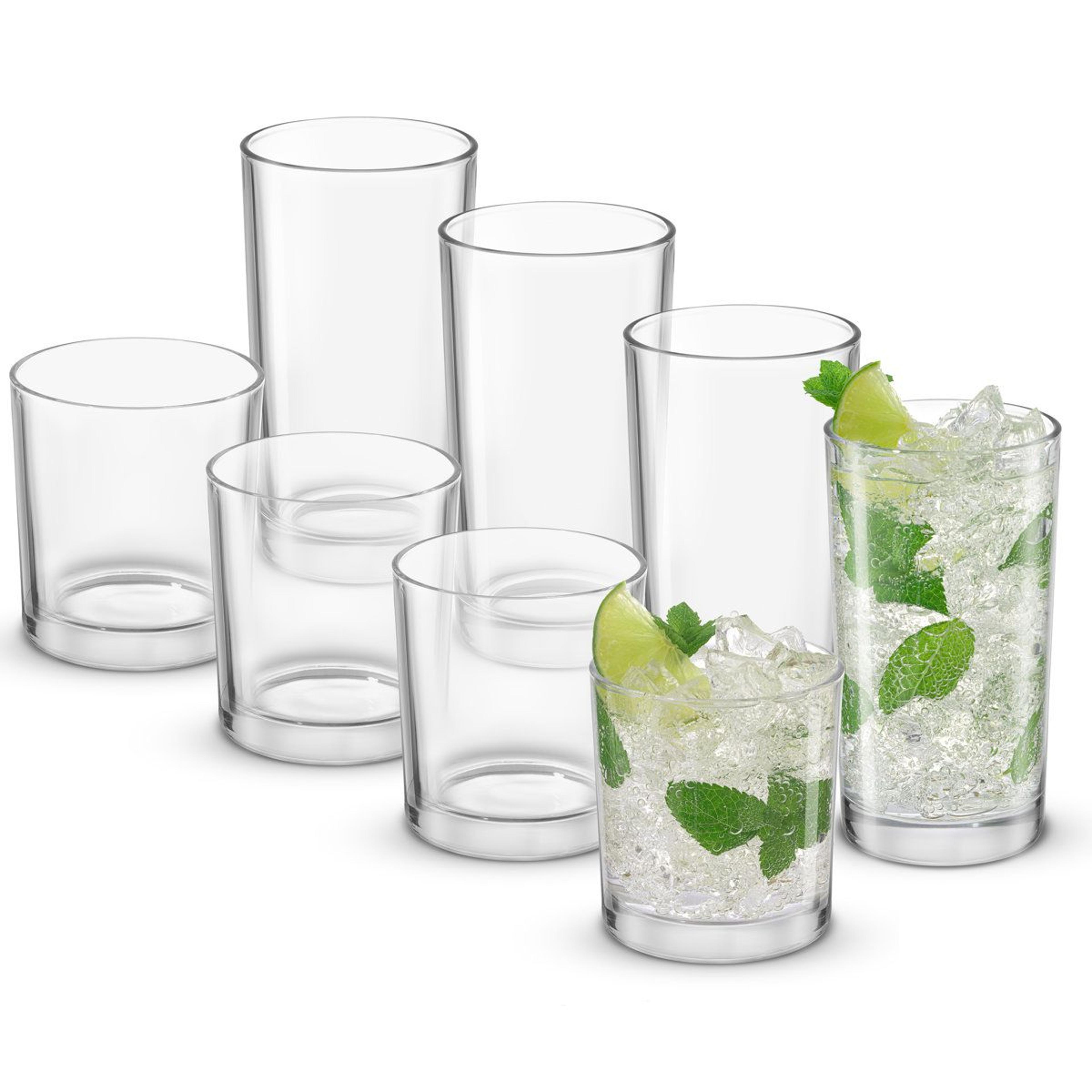 alain 8 piece drinking glass set with highball and lowball glasses