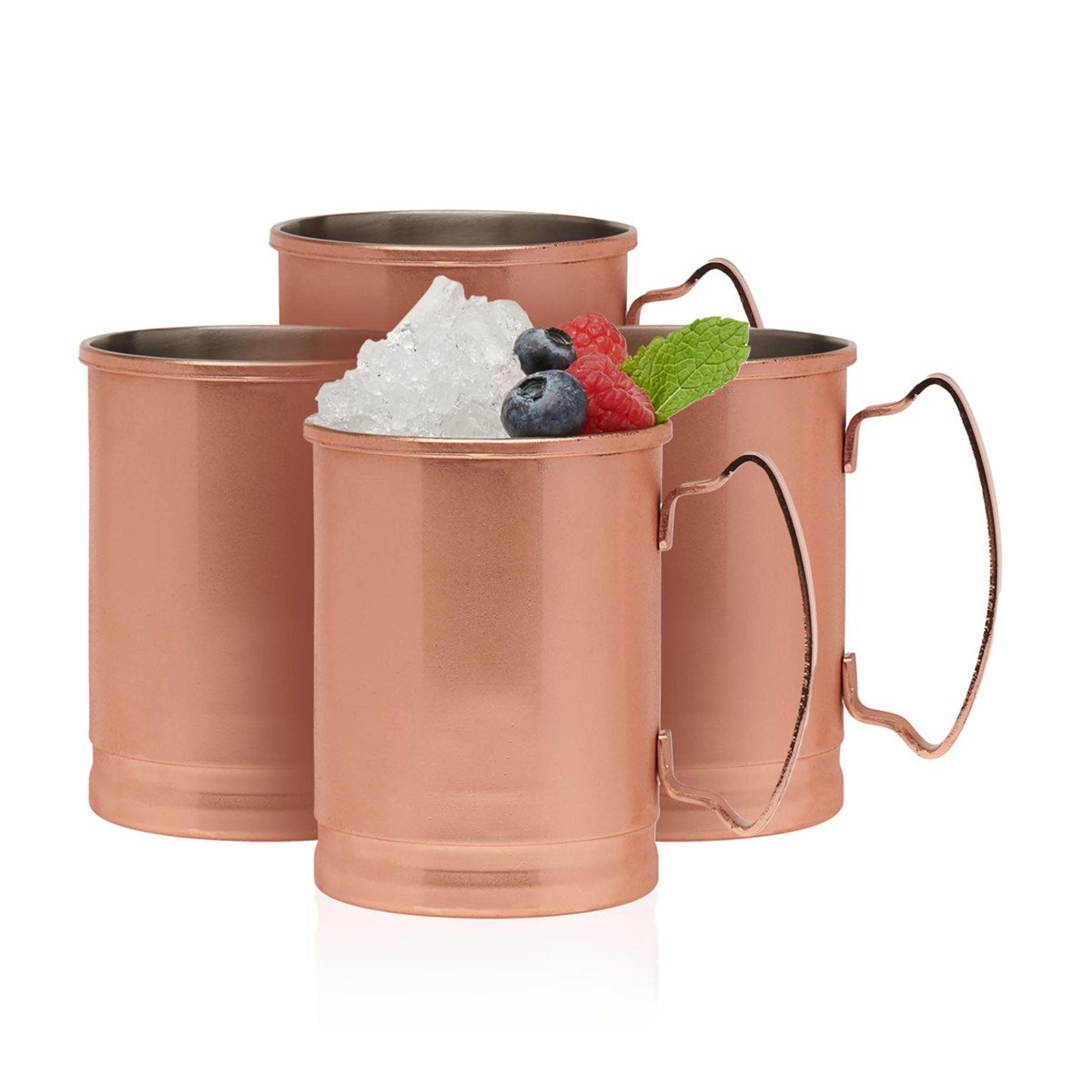 libbey 14 oz moscow mule mugs copper set of 4 with stainless steel lining