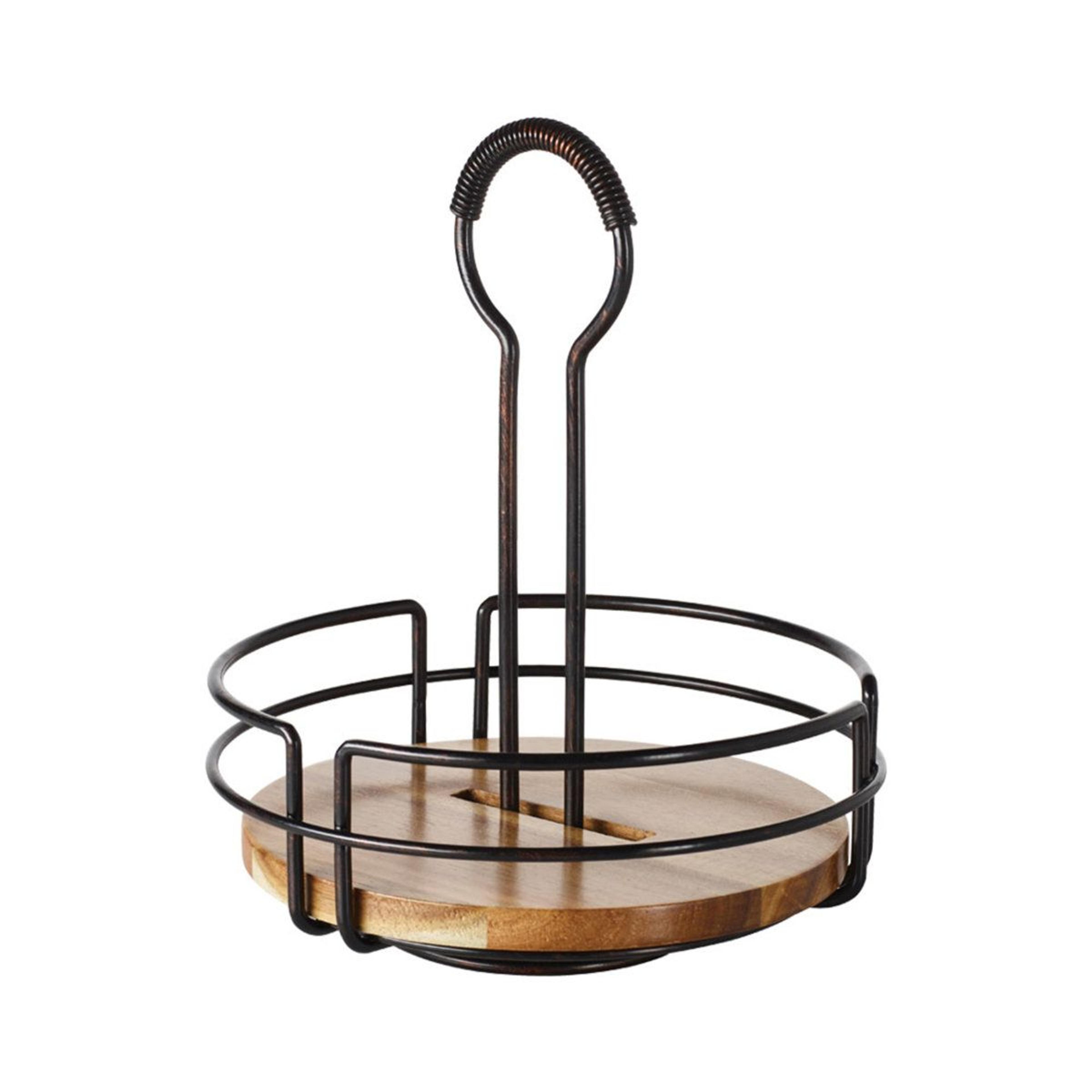 mikasa hanover rotating condiment caddy with acacia wood tabletop organizer