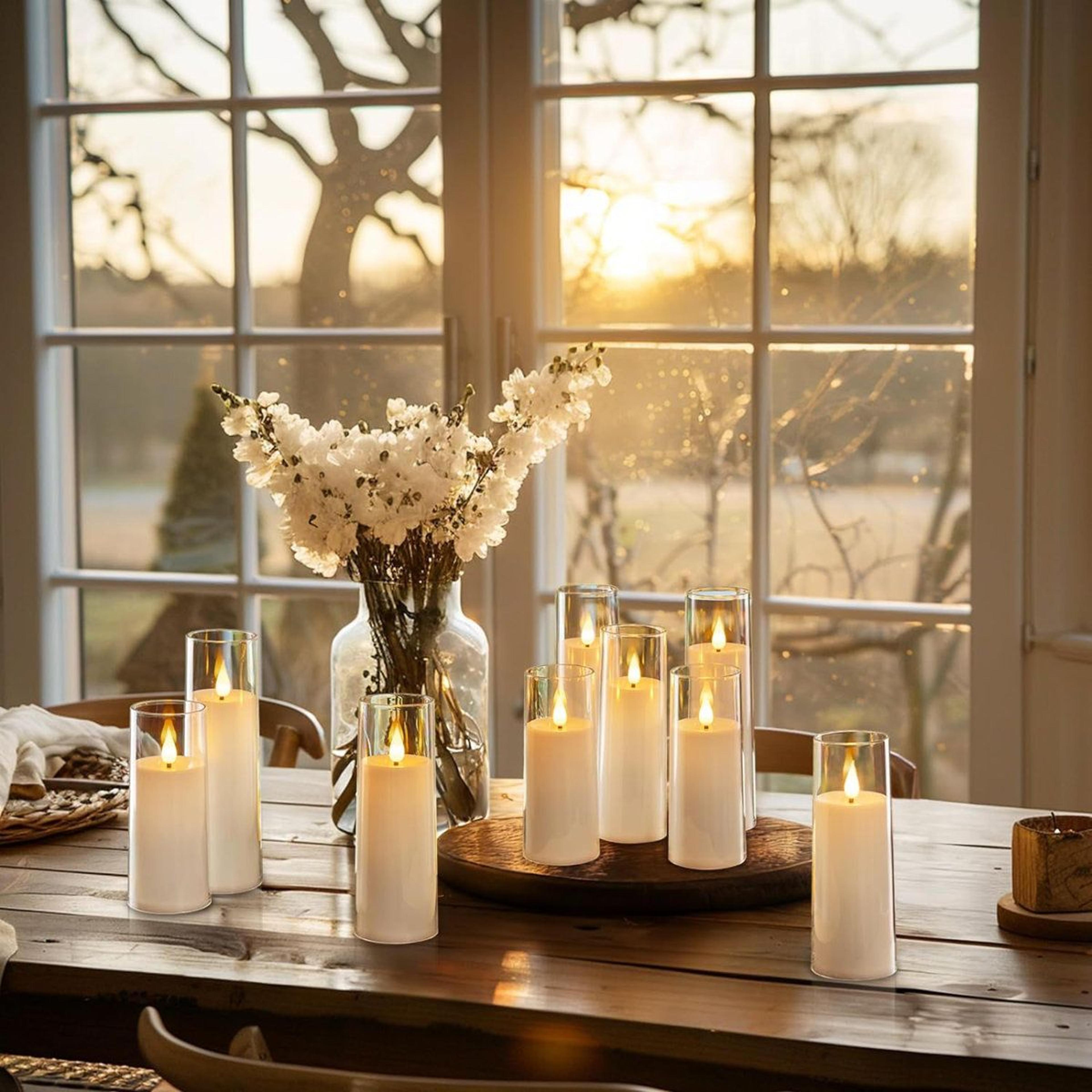 9 piece flameless candles set with remote timer battery operated led pillar candles
