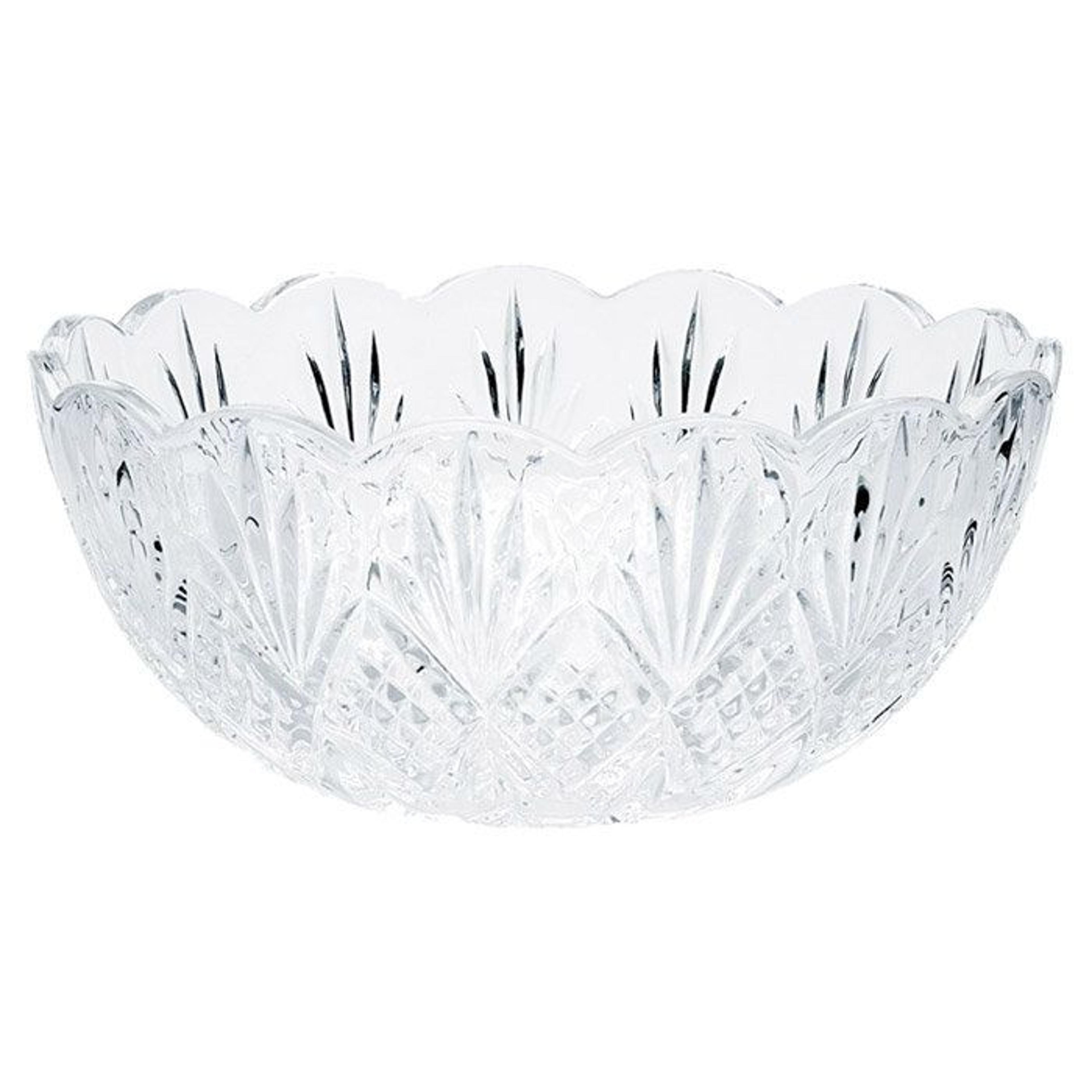 godinger dublin crystal serving bowl with scalloped edge and brilliant cut design