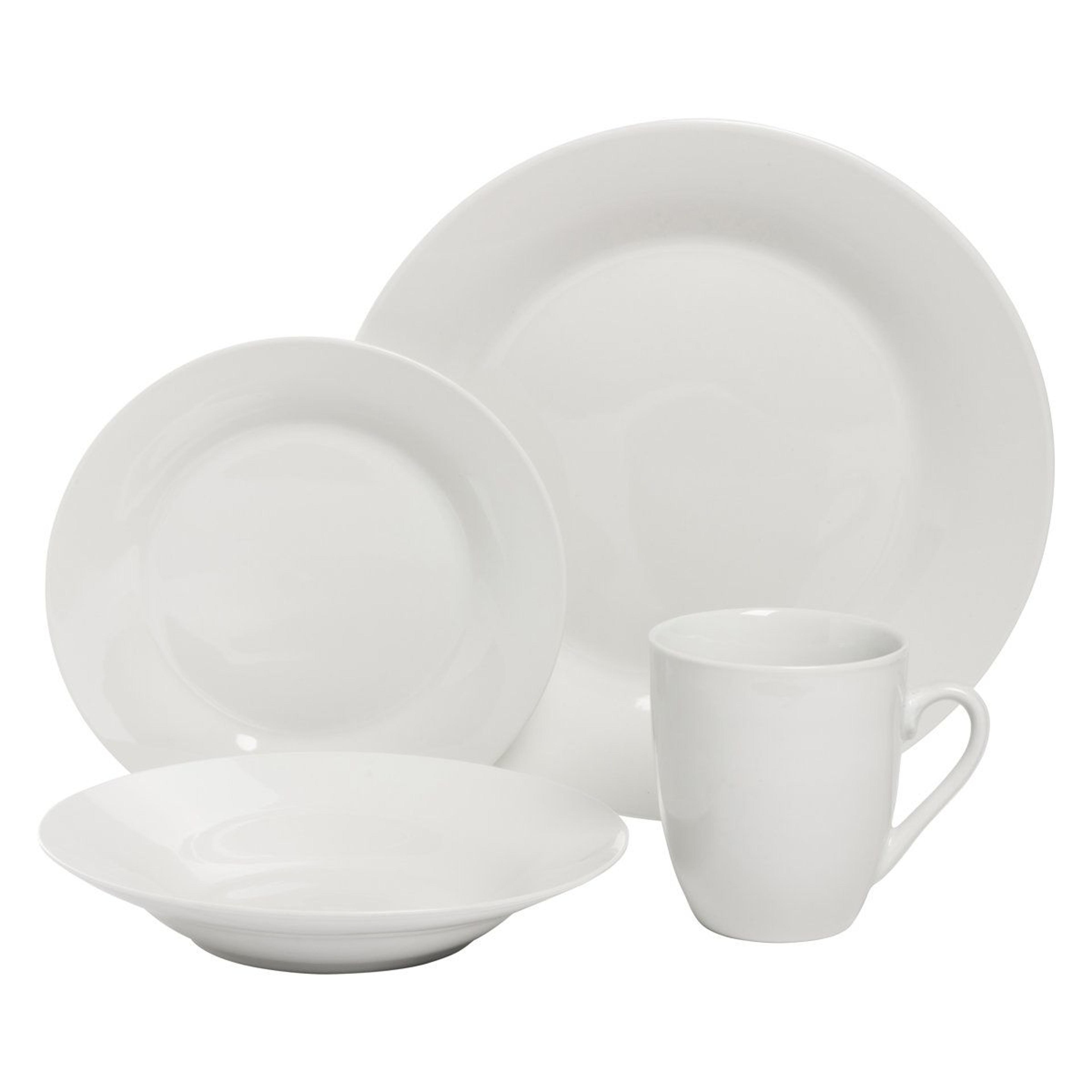 16 piece dinnerware set for 4 white porcelain plates bowls and mugs