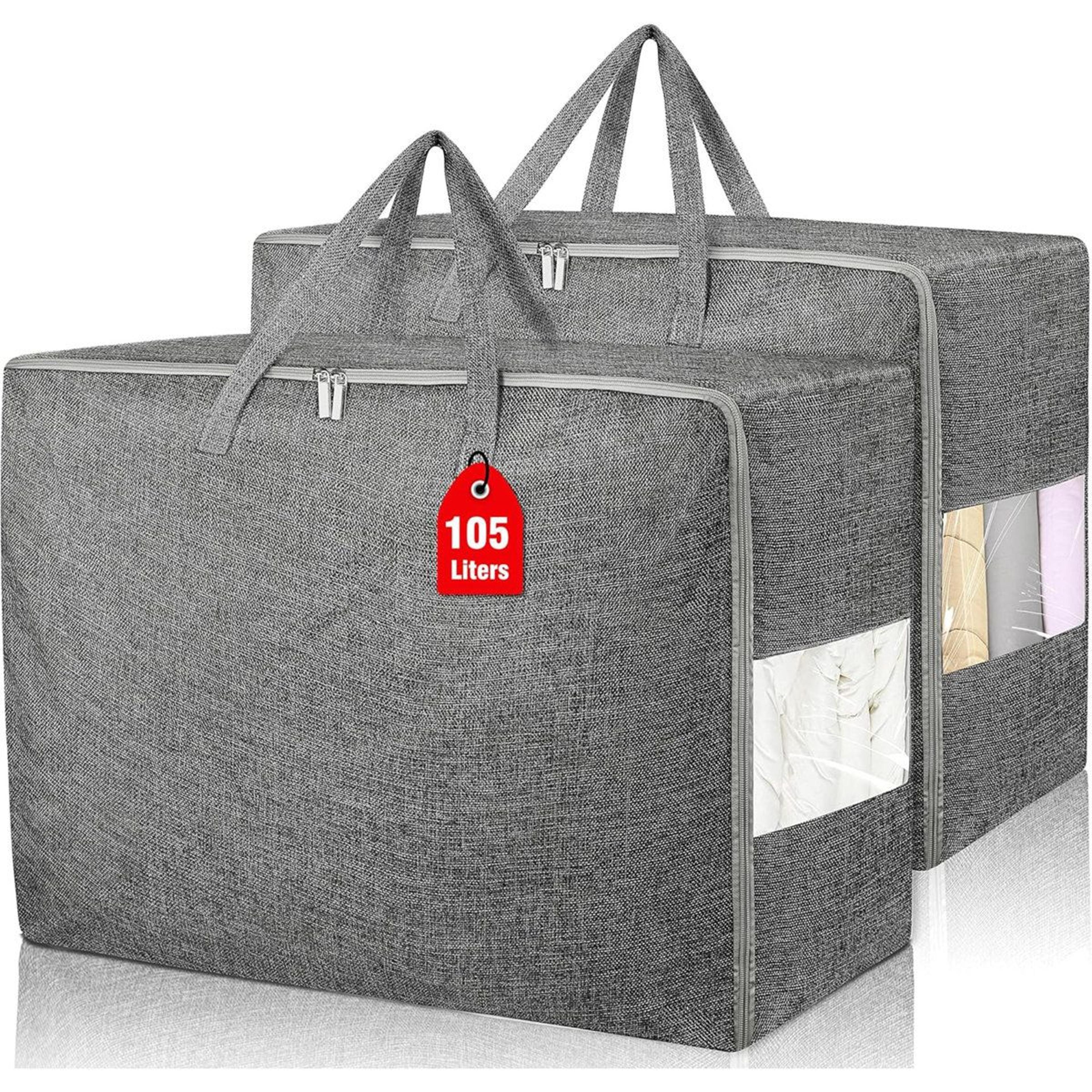 2 pack 105l extra large comforter storage bags with clear window and reinforced handles