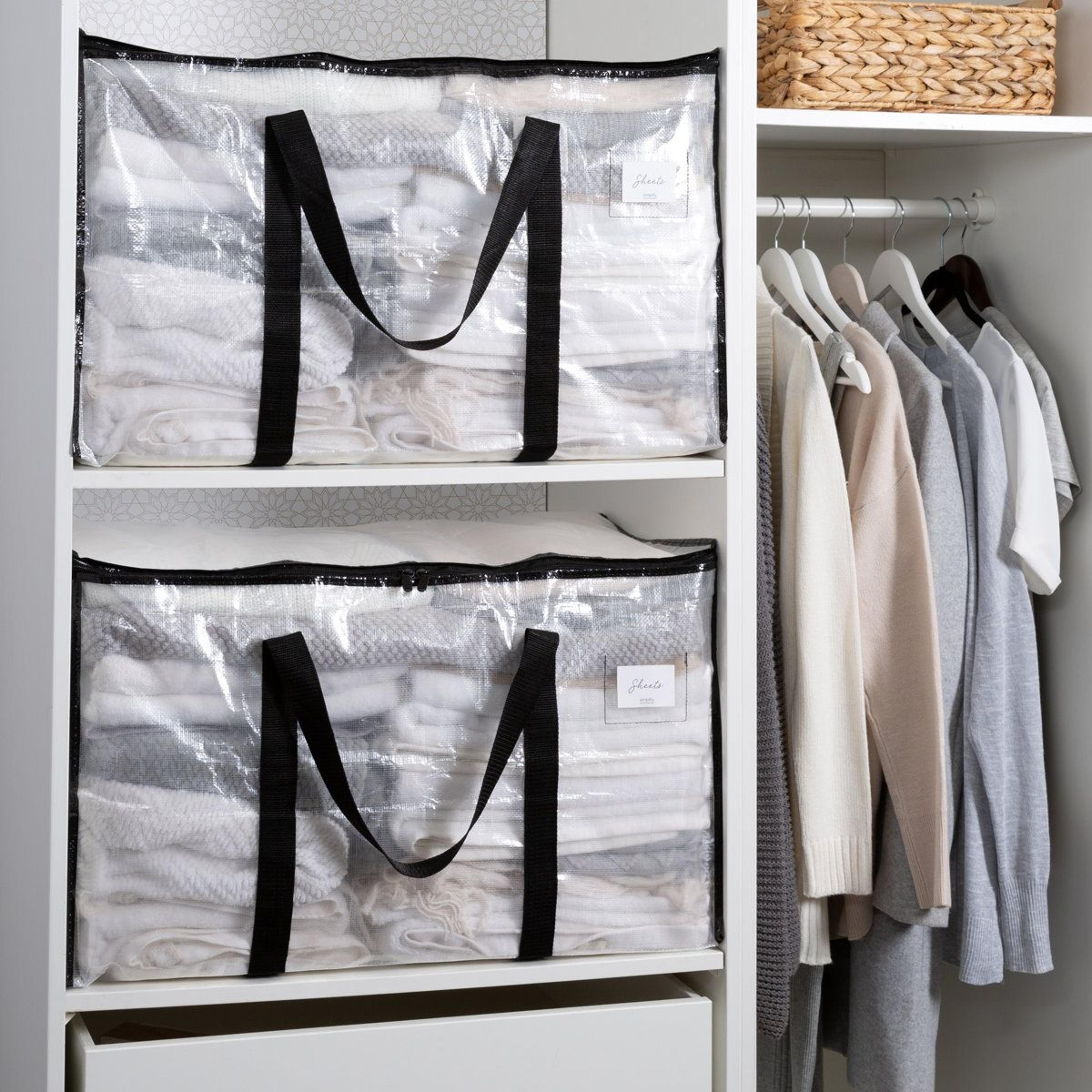 rebrilliant 4 pack heavy duty storage bags 100l clear foldable moving totes
