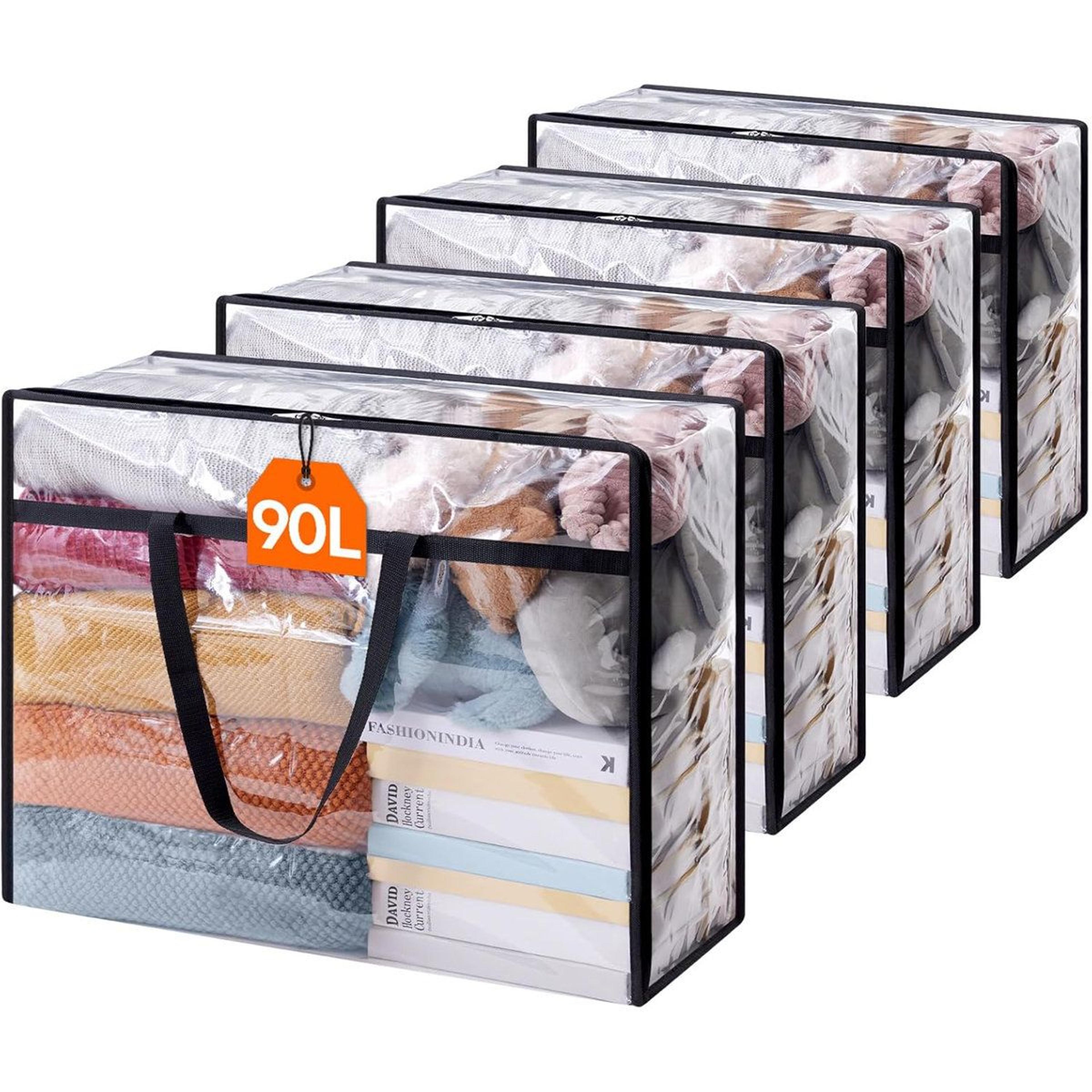 lifewit 4 pack 90l clear clothes storage bags for bedding blankets and moving