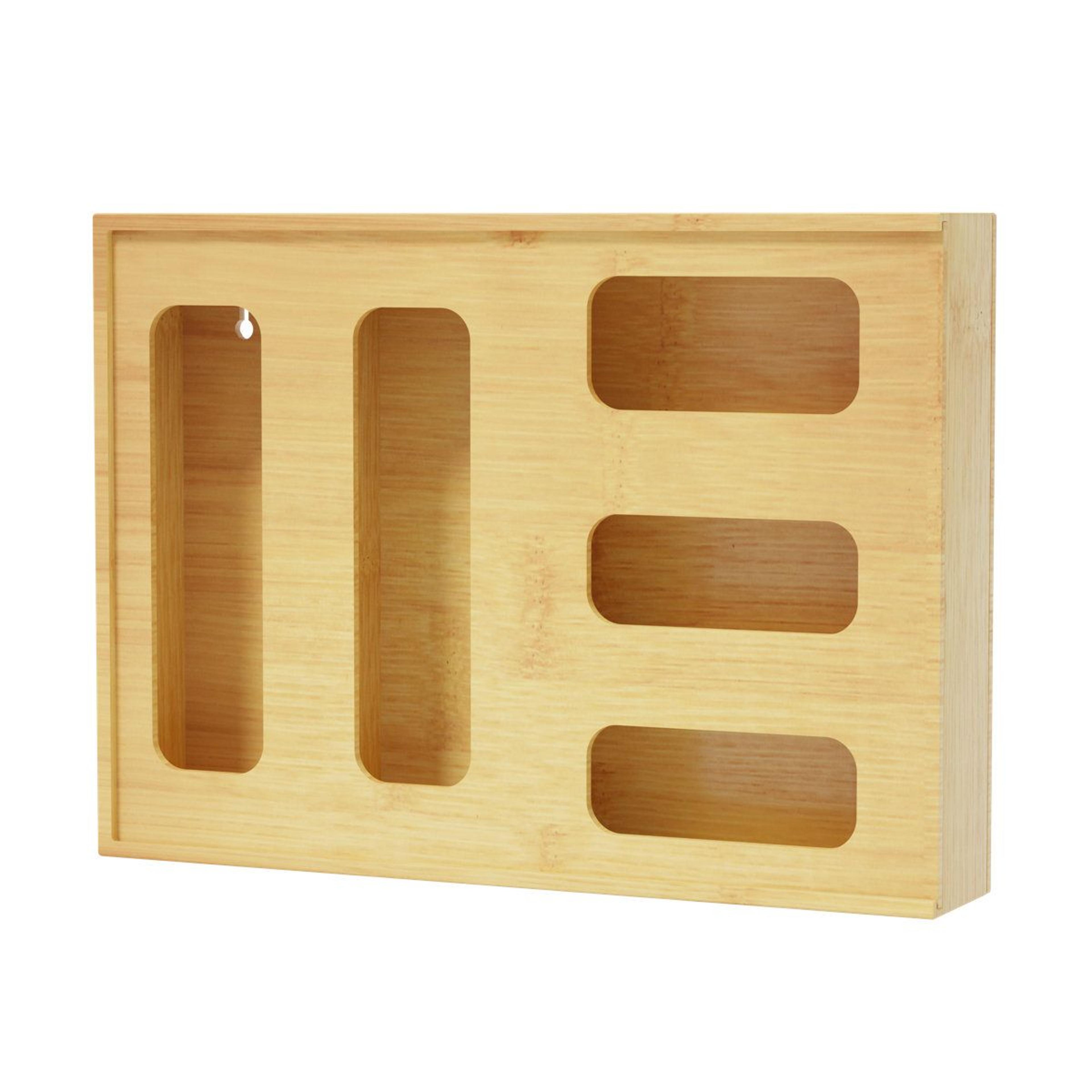 bamboo food storage bag organizer 5 slot kitchen drawer organizer