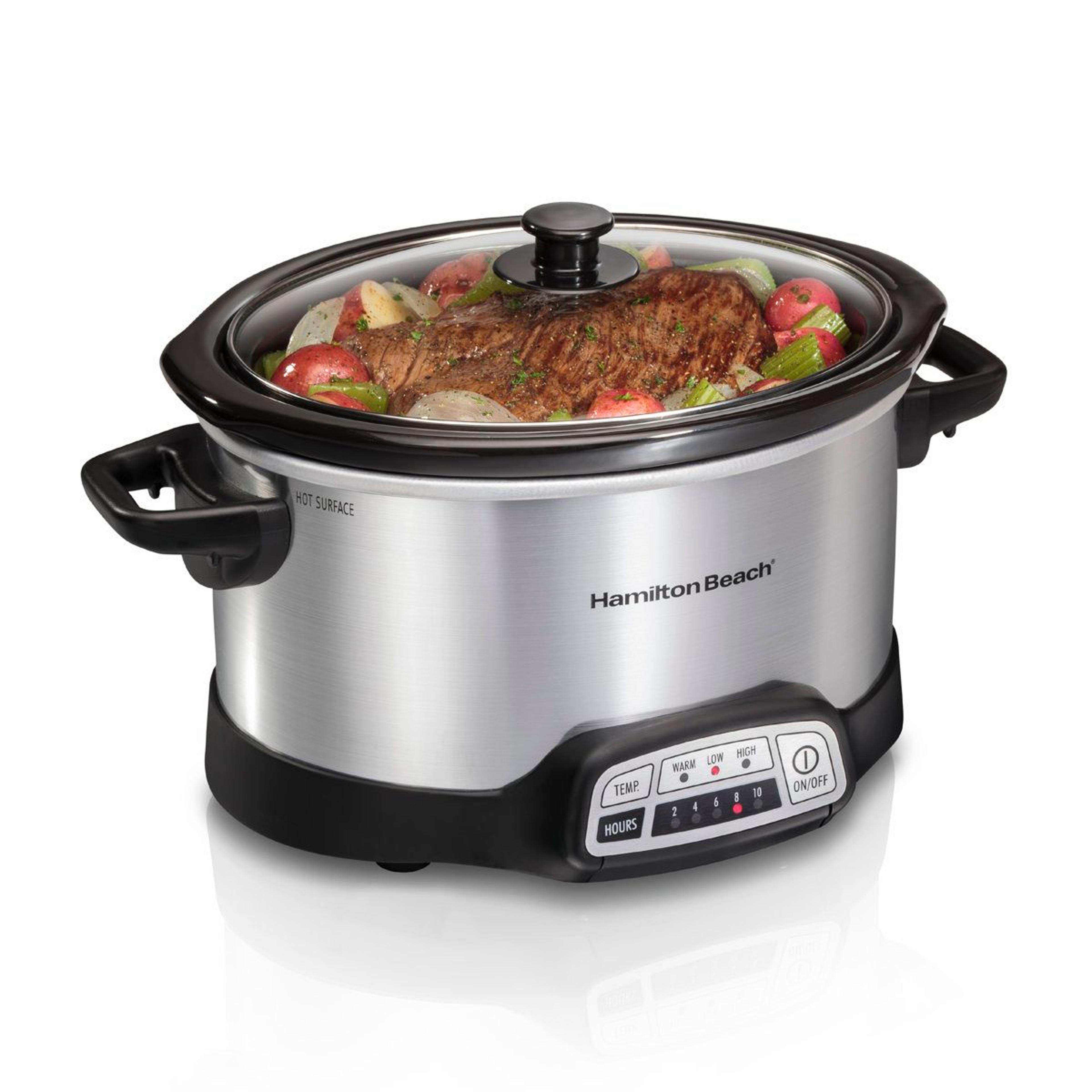 hamilton beach 3 quart slow cooker with removable stoneware crock and keep warm