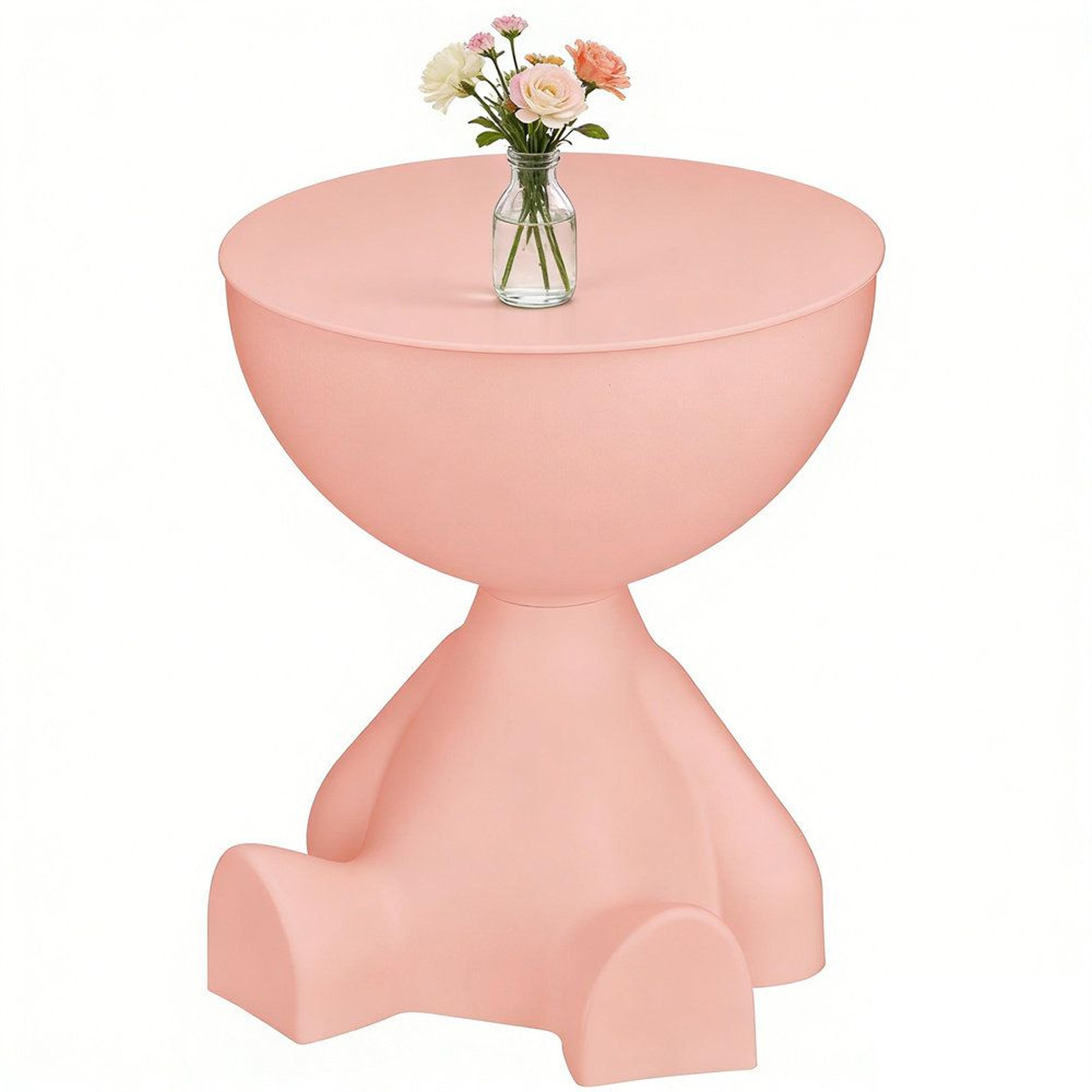 trinx modern sculptural round side table with storage and child figure