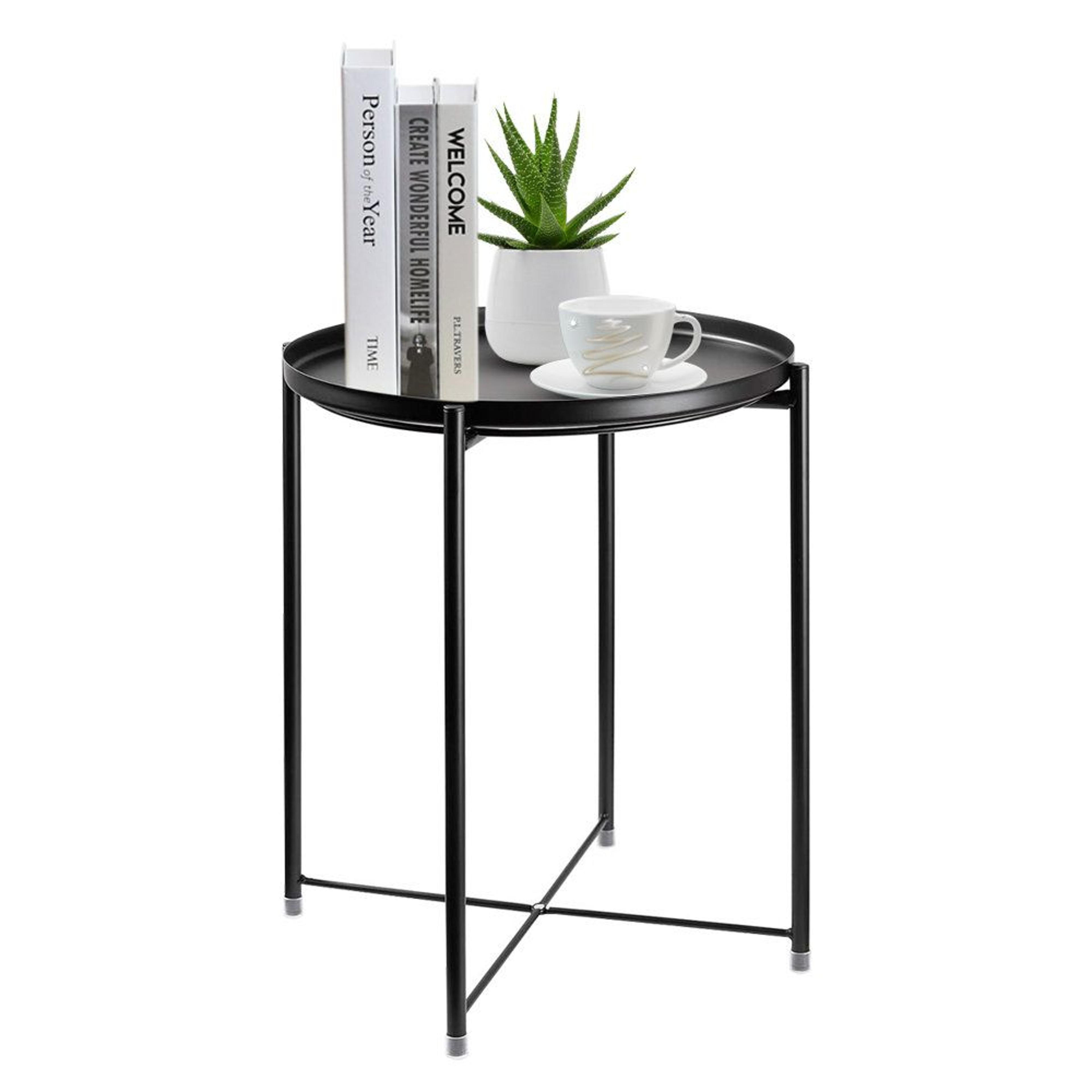 otwell steel tray top end table modern removable tray side table