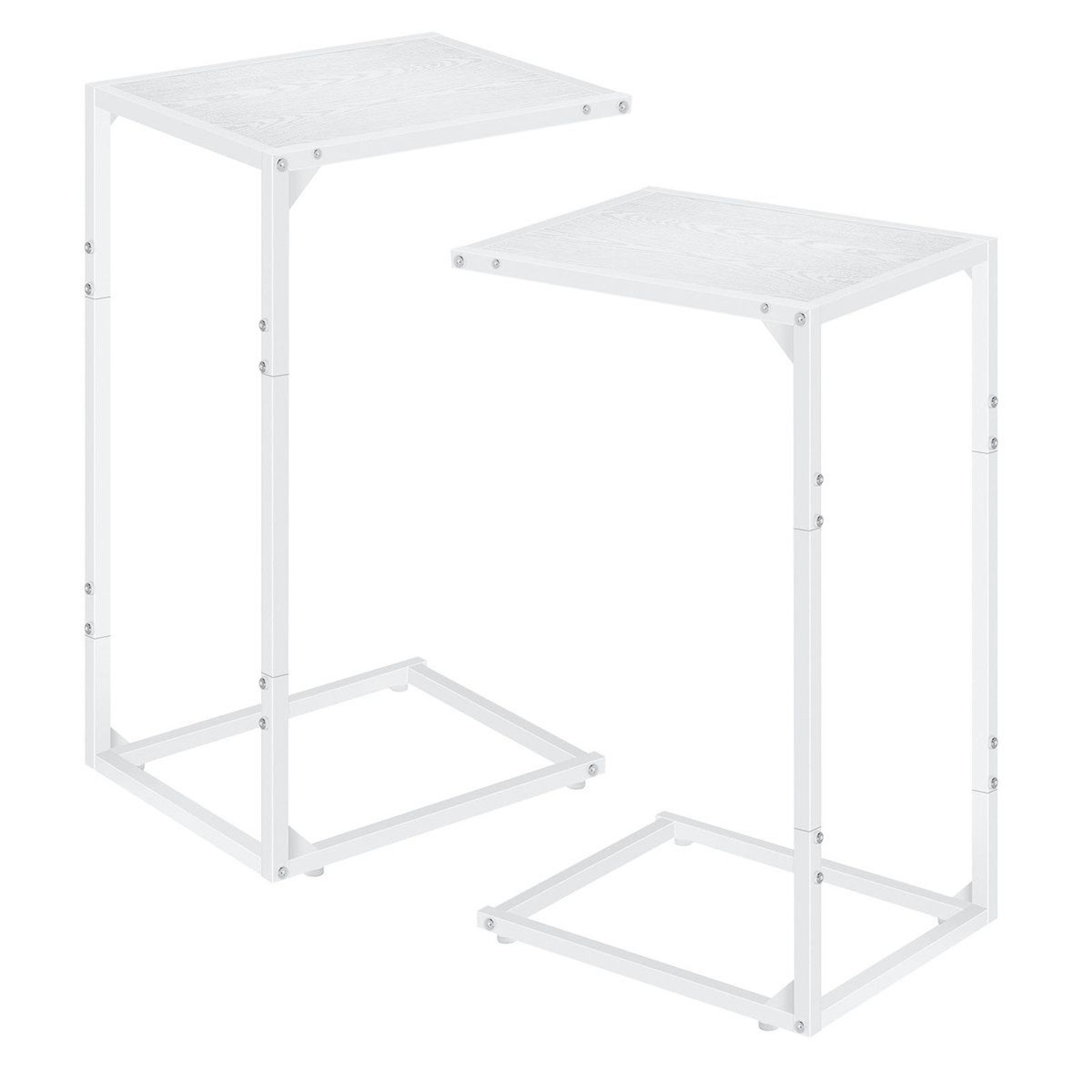 white c shaped side table set of 2 for sofa and bed