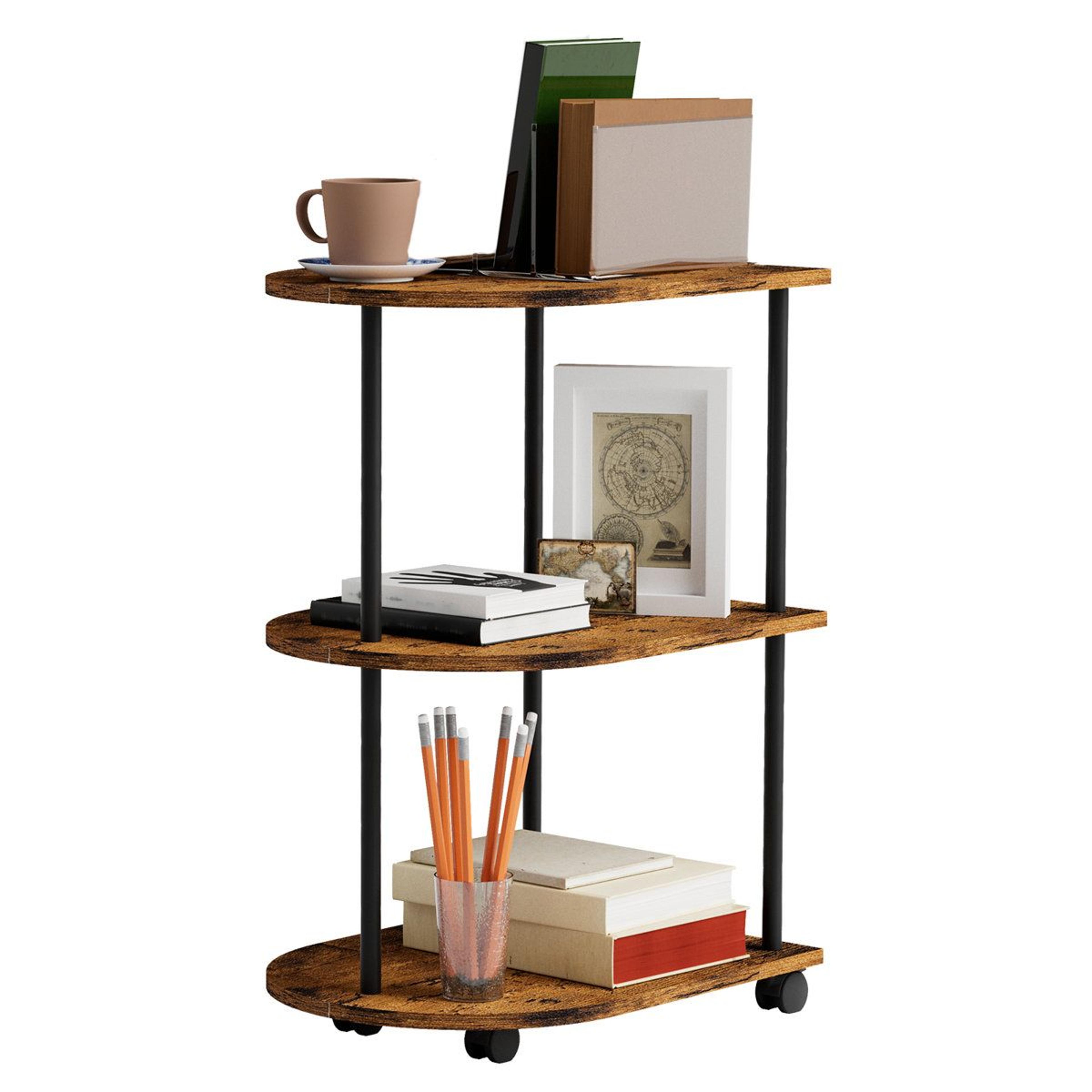 3 tier half moon side table rolling small space end table
