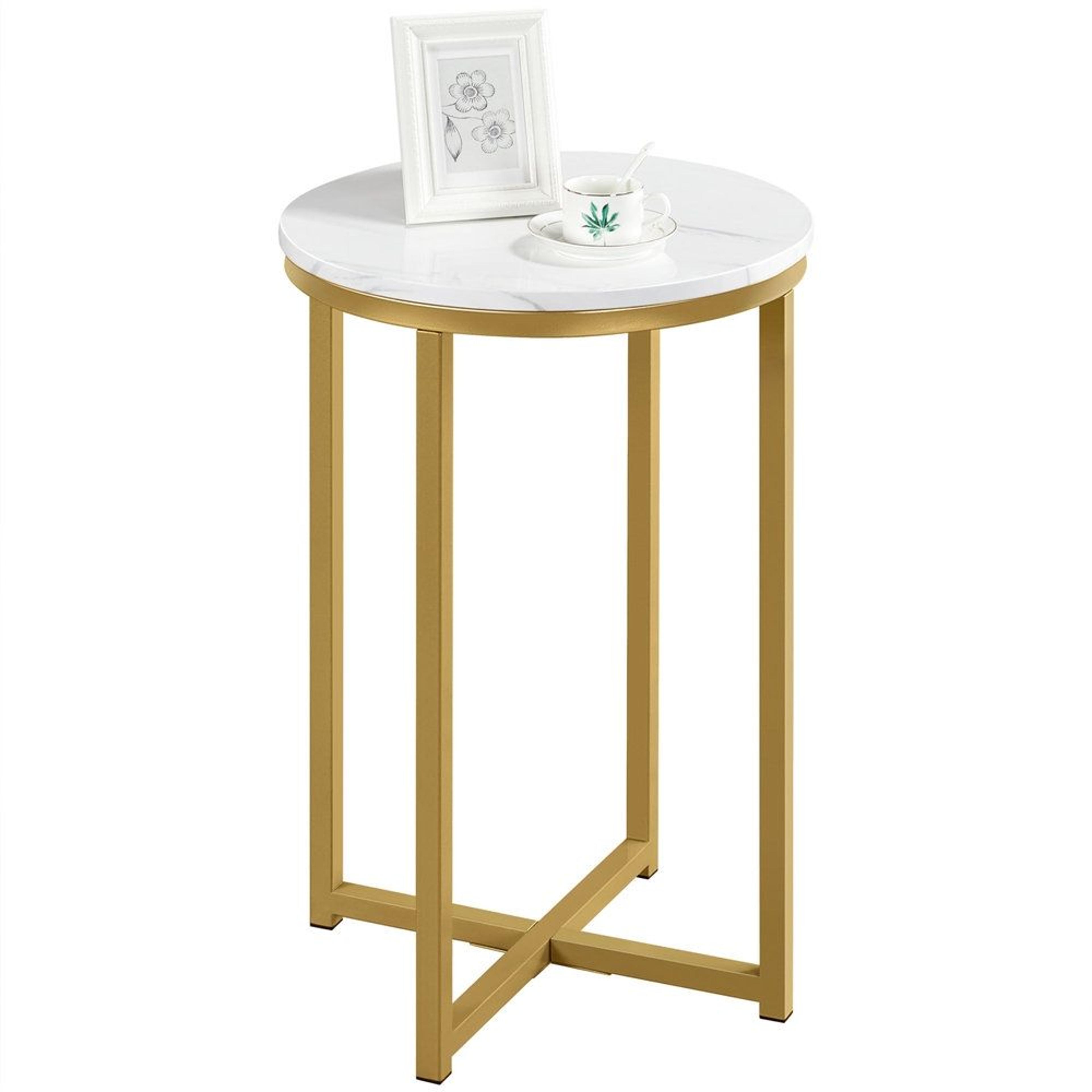 modern faux marble side table round end table for small spaces