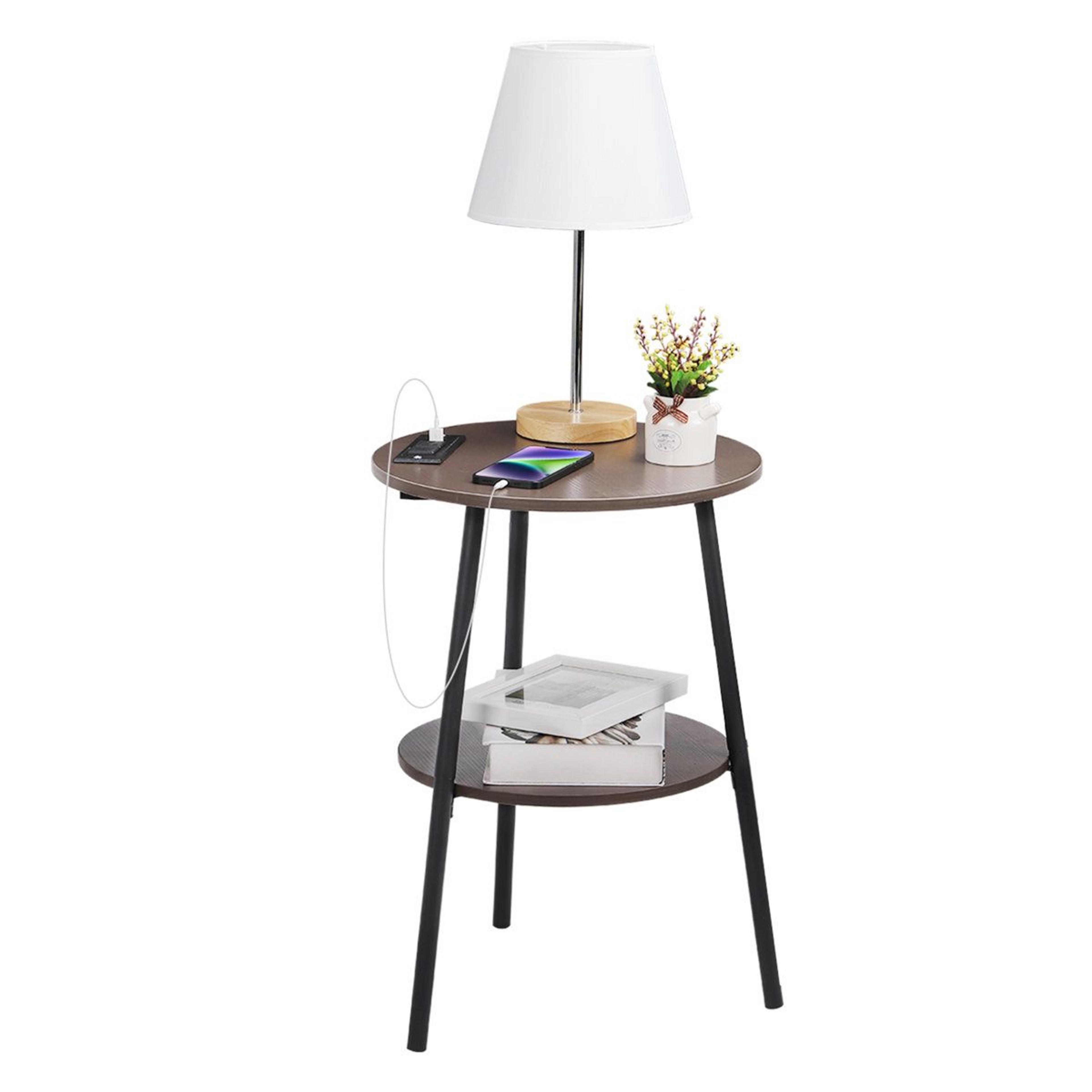 charging side table with usb ports and storage