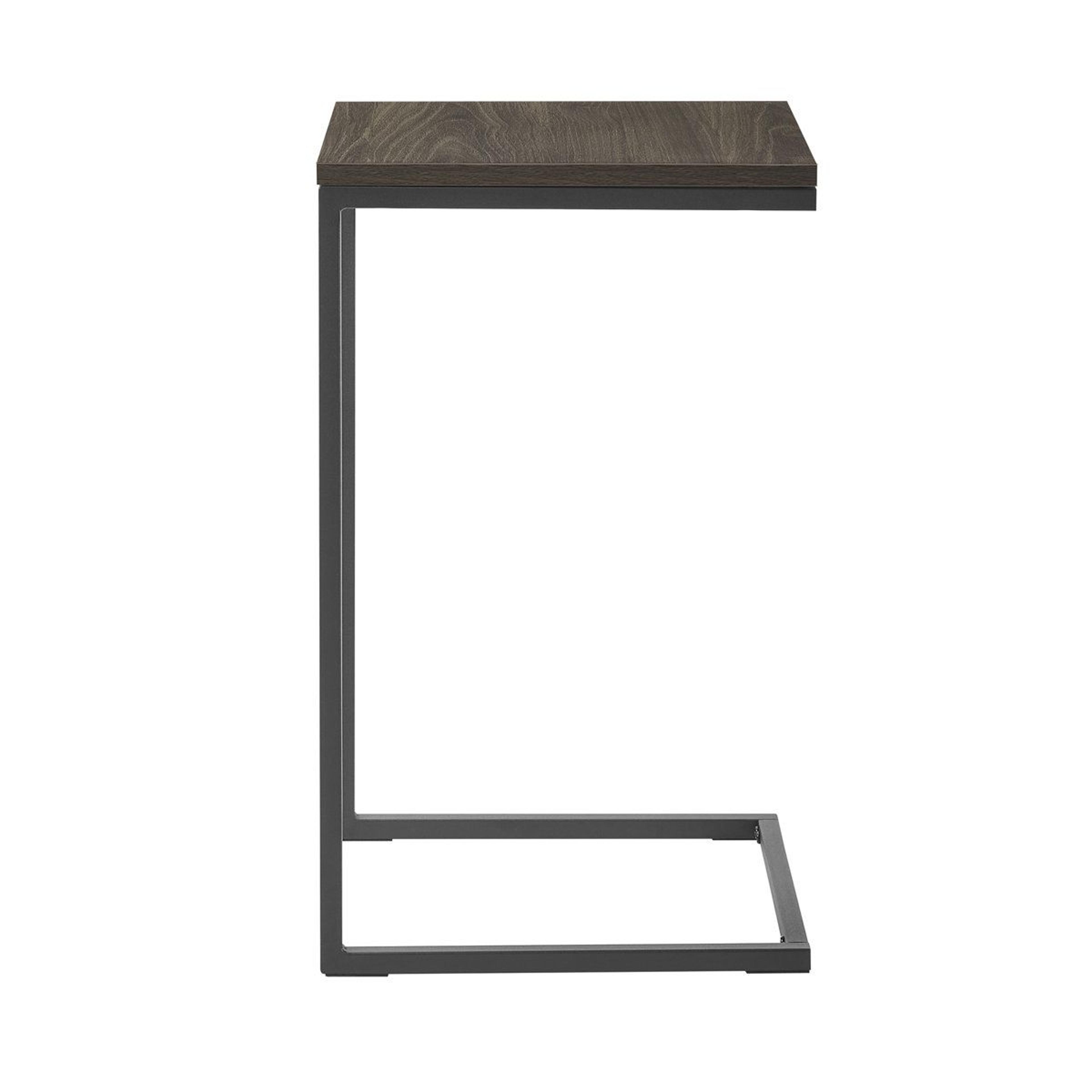 oak c shaped side table for sofa and small spaces