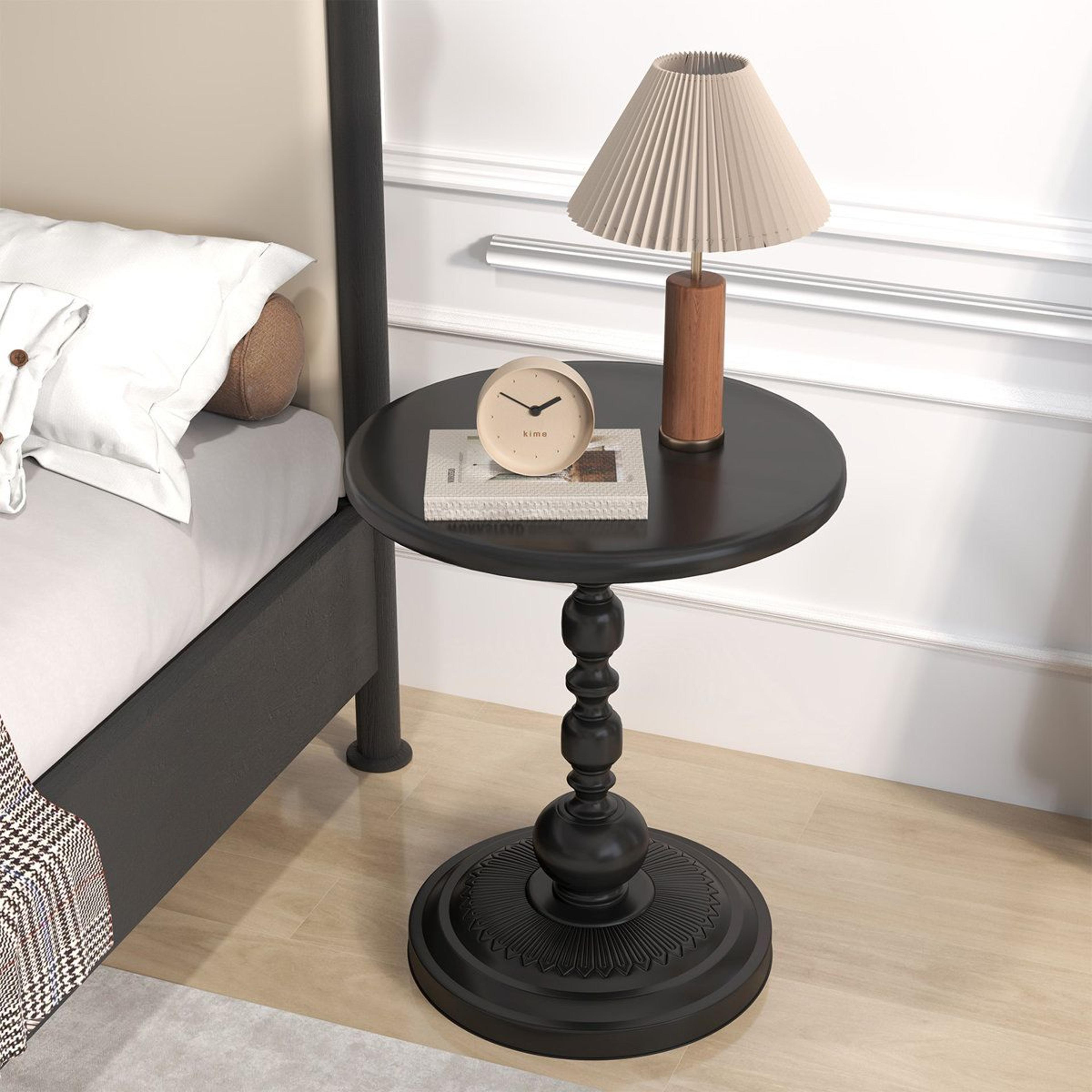 vintage round wrought iron side table for small spaces