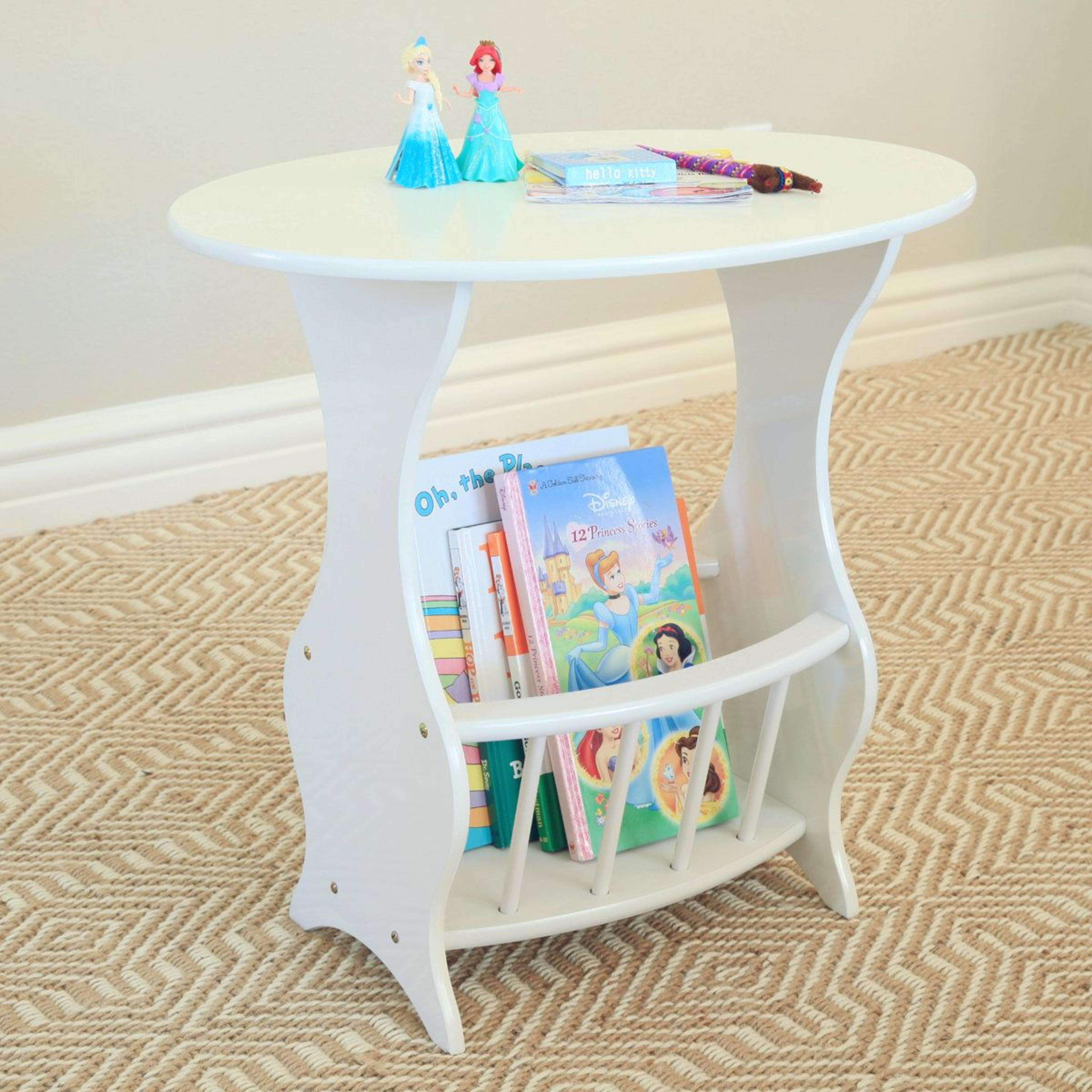 lefever wood end table with magazine rack for sofa side storage