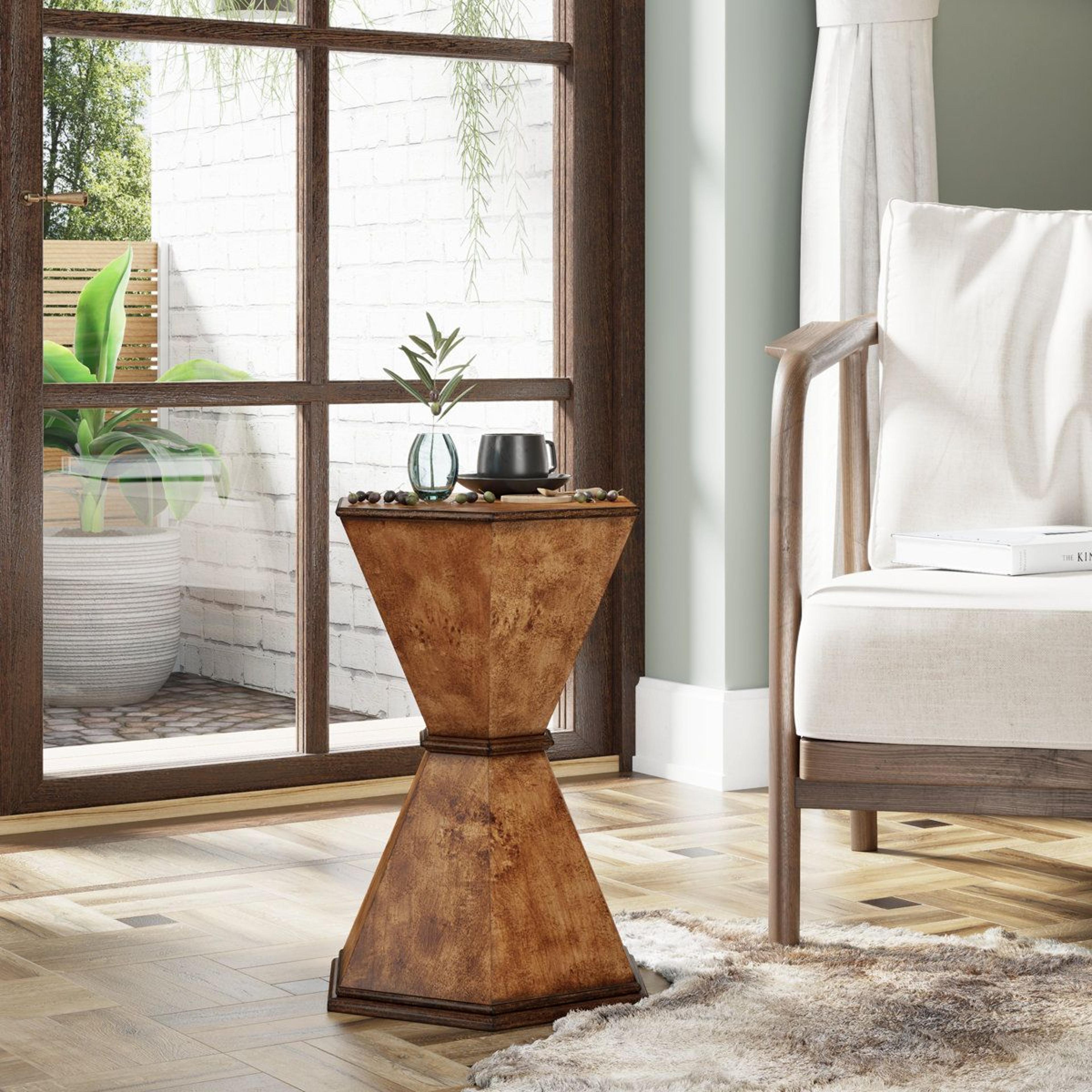 rustic hexagonal end table farmhouse side table for small spaces